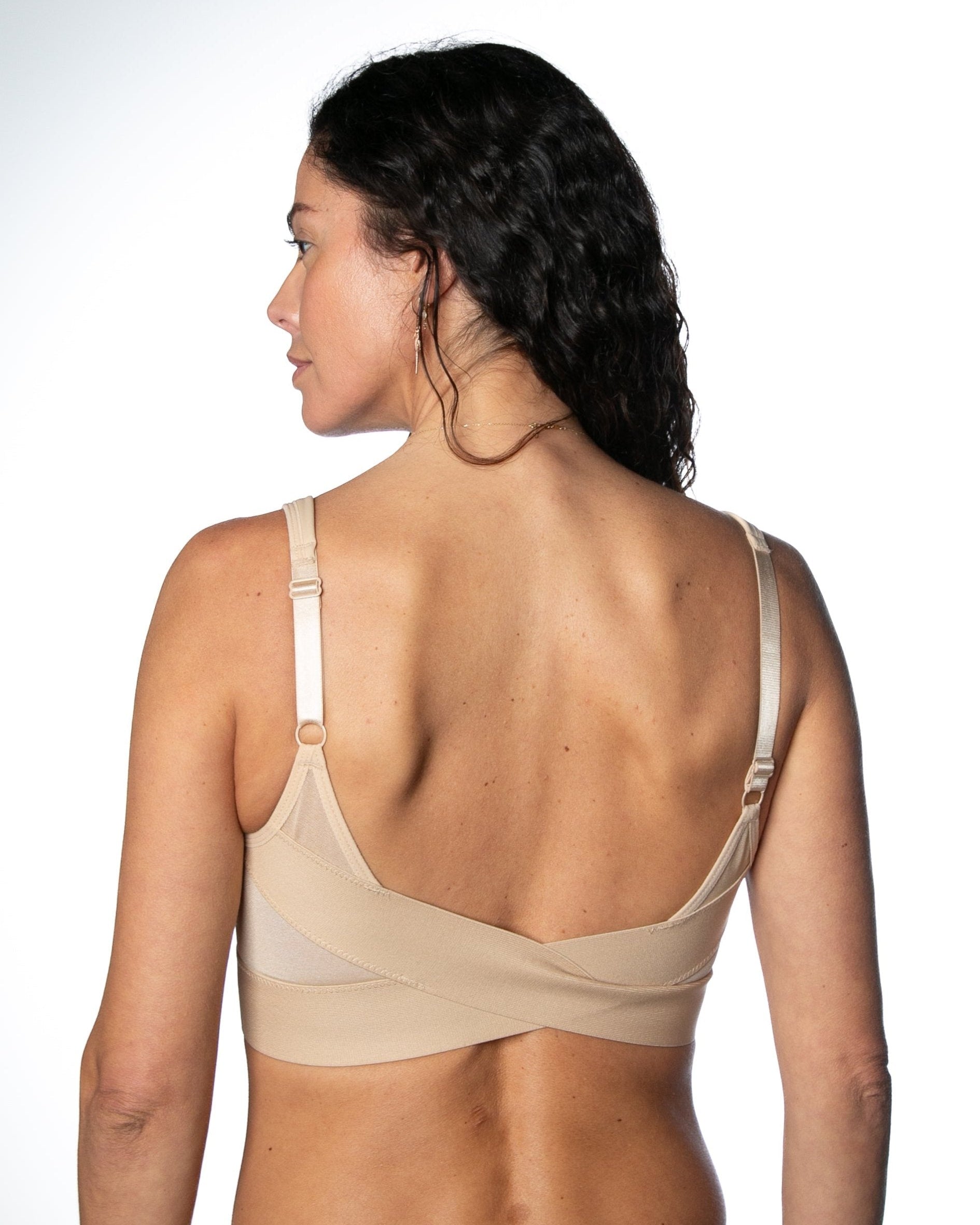 Light Beige Molded Cup Bra with Mesh Back Detail by Rhonda Shear — alternate view, wire-free molded cup bra