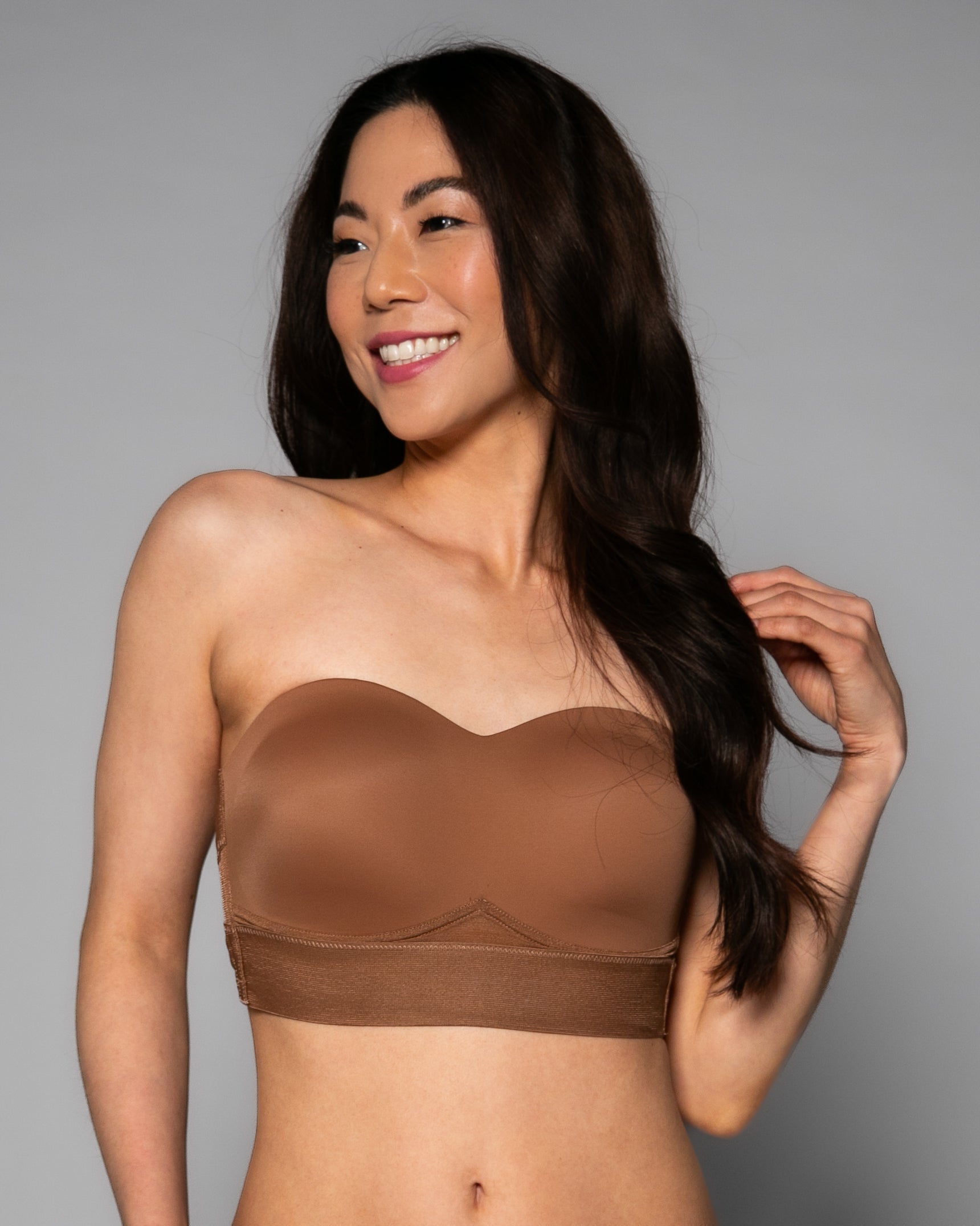 Mahogany Molded Cup Convertible Strapless Bra by Rhonda Shear — wire-free strapless bra