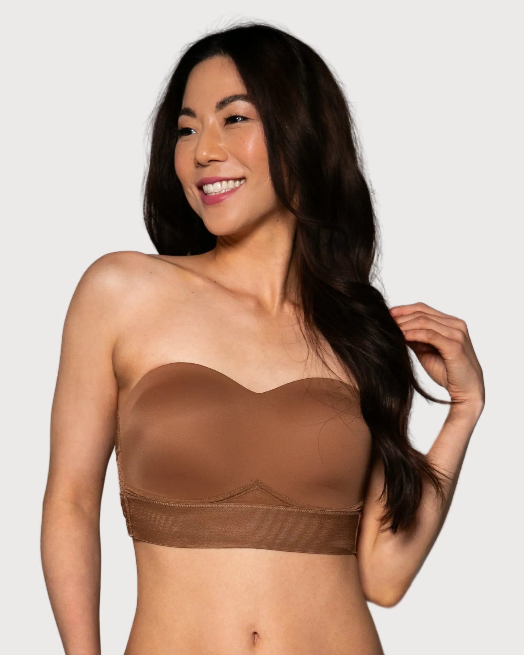 Mahogany Molded Cup Convertible Strapless Bra by Rhonda Shear — wire-free strapless bra