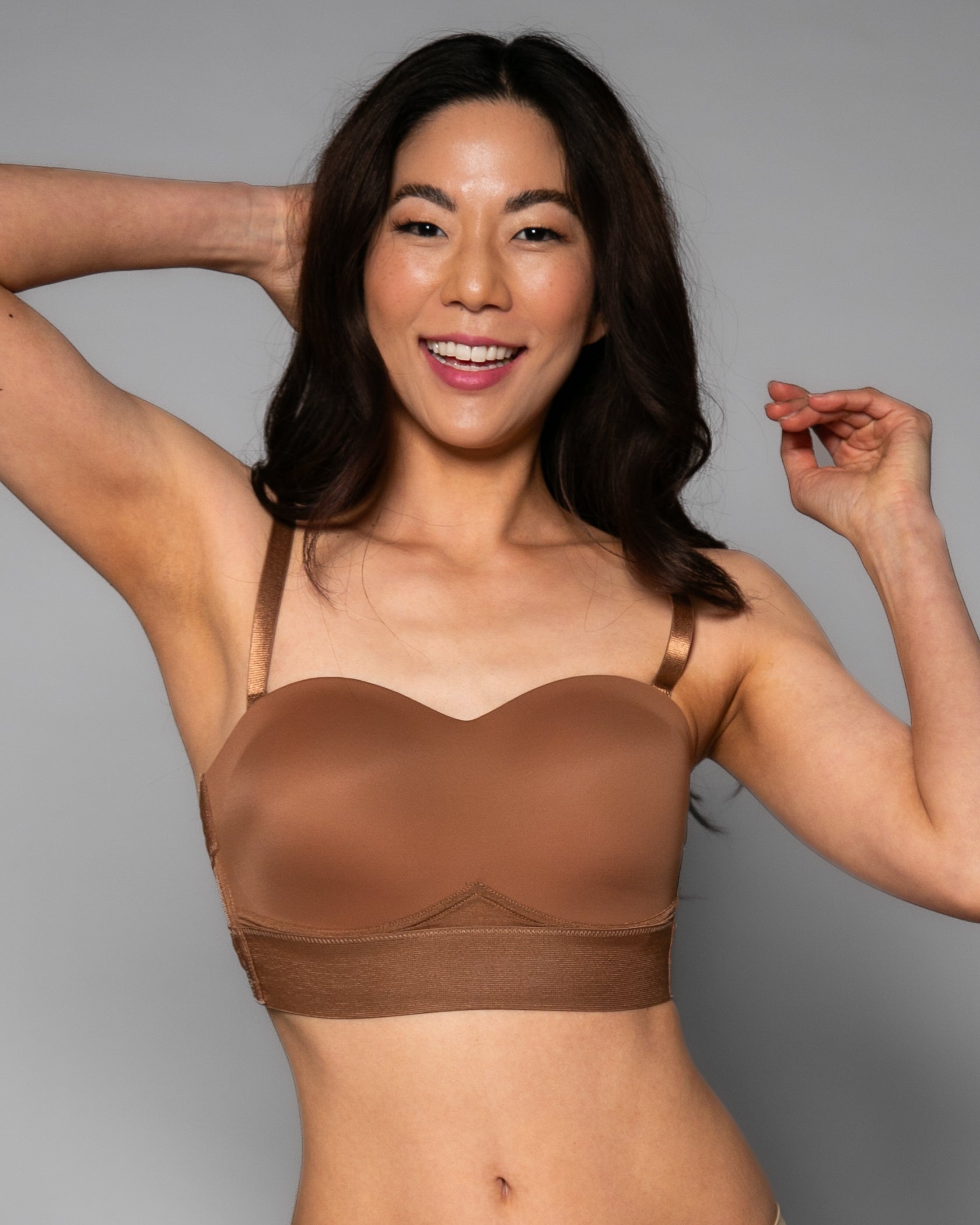 Mahogany Molded Cup Convertible Strapless Bra by Rhonda Shear — alternate view, wire-free strapless bra