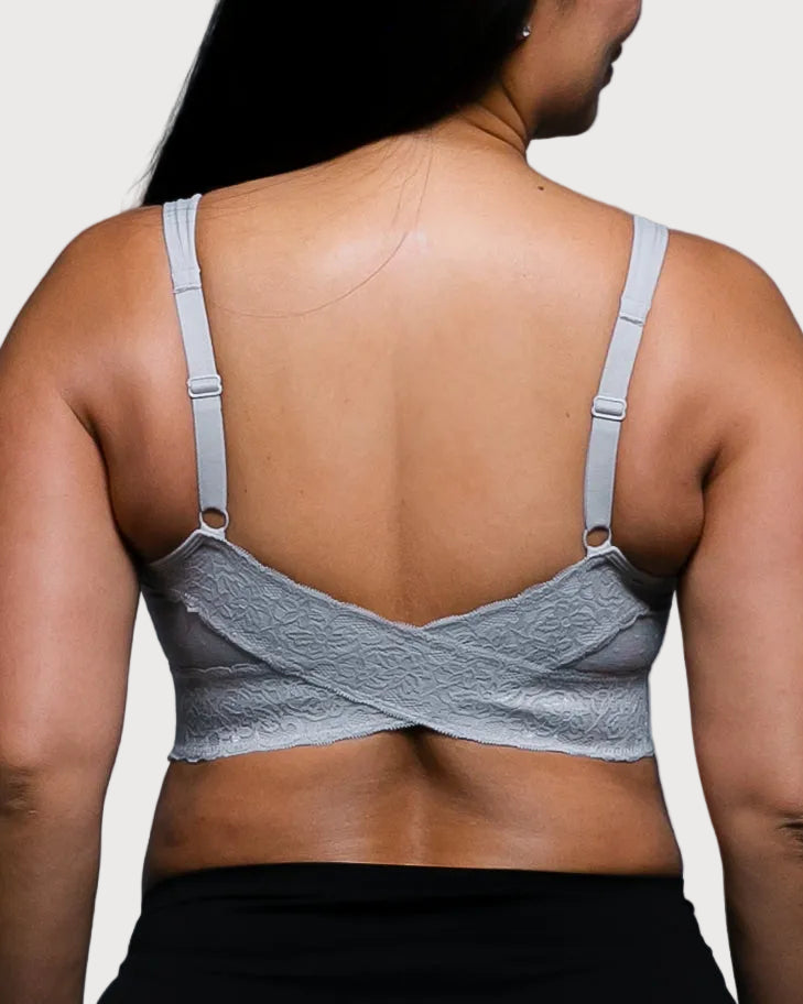 Grey Molded Cup Bra With Lace Trim by Rhonda Shear — alternate view, wire-free molded cup bra