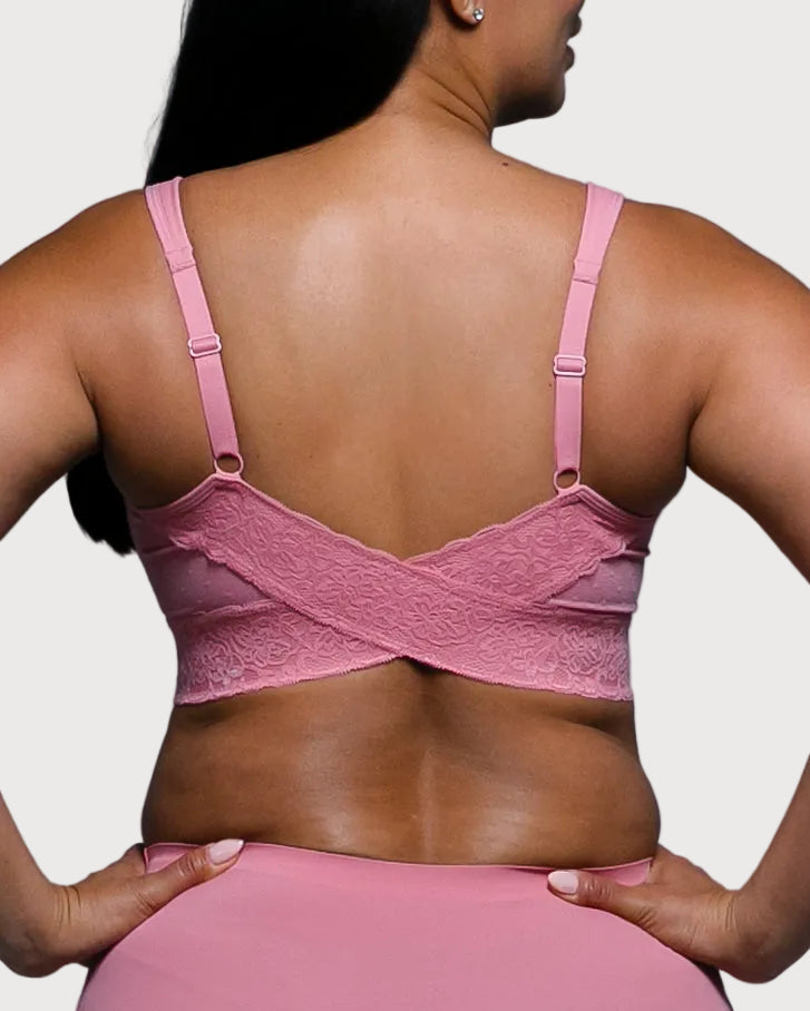 Mauveglow Molded Cup Bra With Lace Trim by Rhonda Shear — alternate view, wire-free molded cup bra