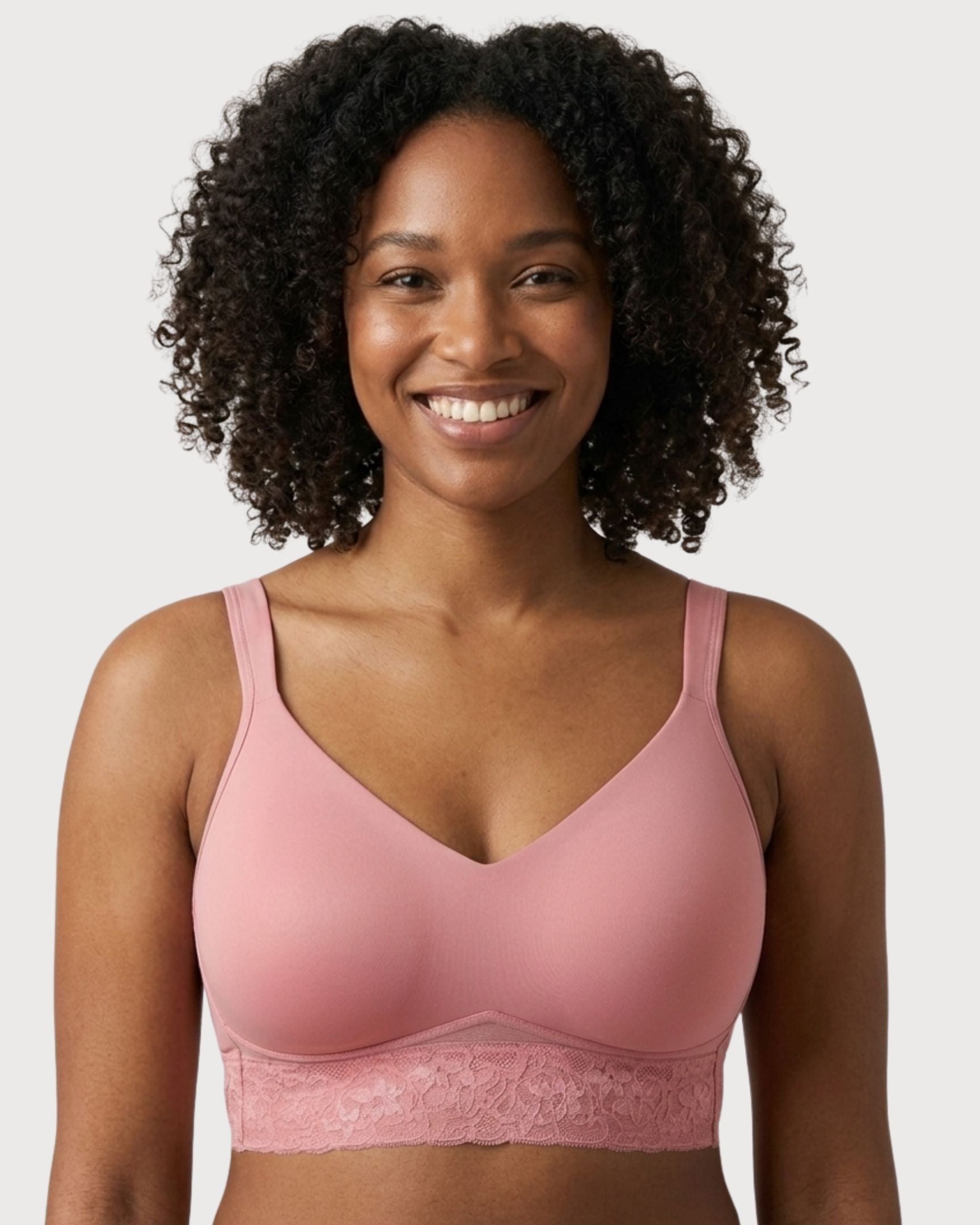Mauveglow Molded Cup Bra With Lace Trim by Rhonda Shear — wire-free molded cup bra