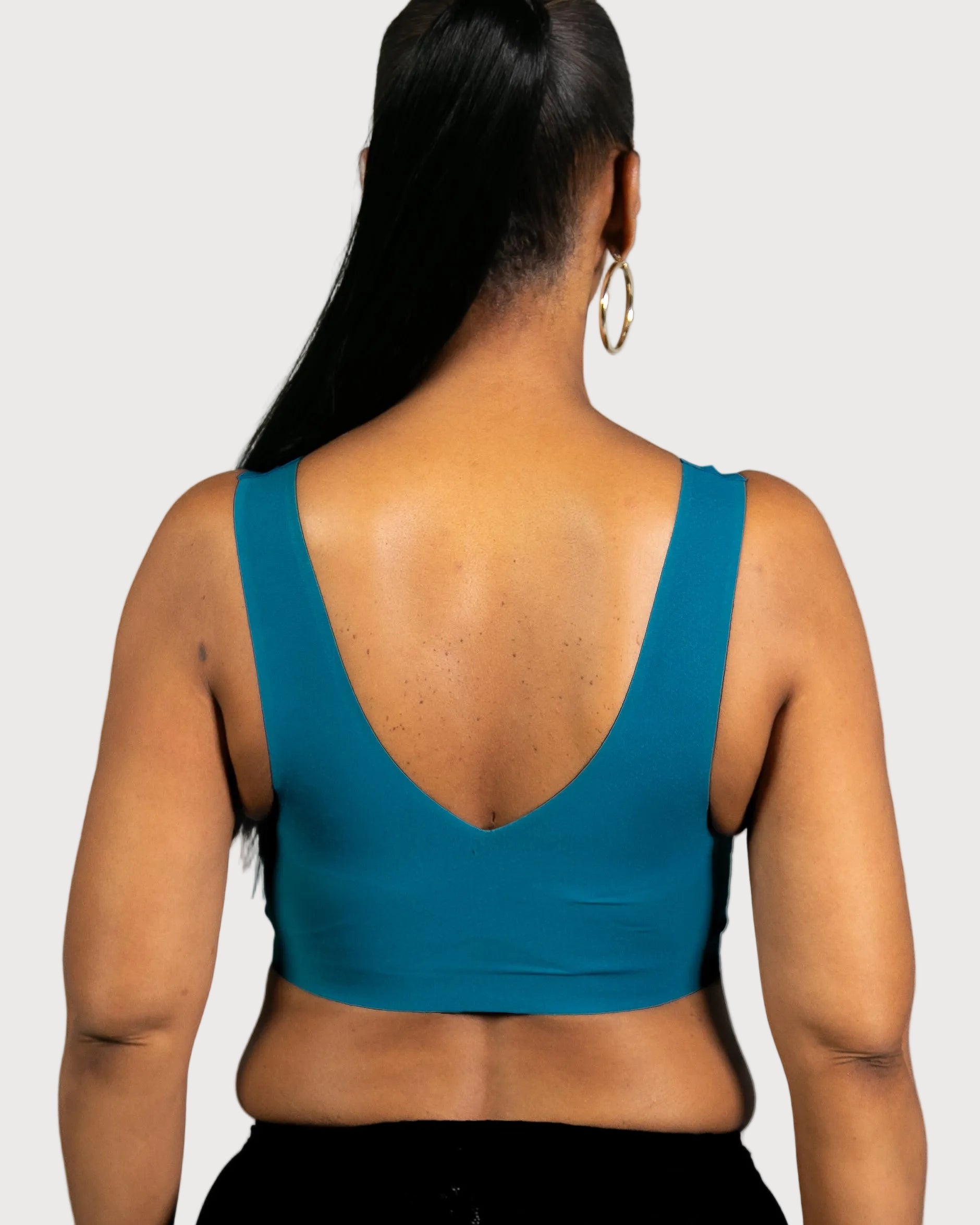 Dark Teal Invisible Edge Double Bonded Mesh Bra by Rhonda Shear — alternate view, full-coverage bra