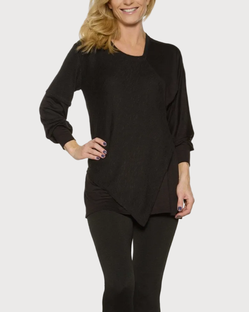 7689 Asymmetrical mixed media top front