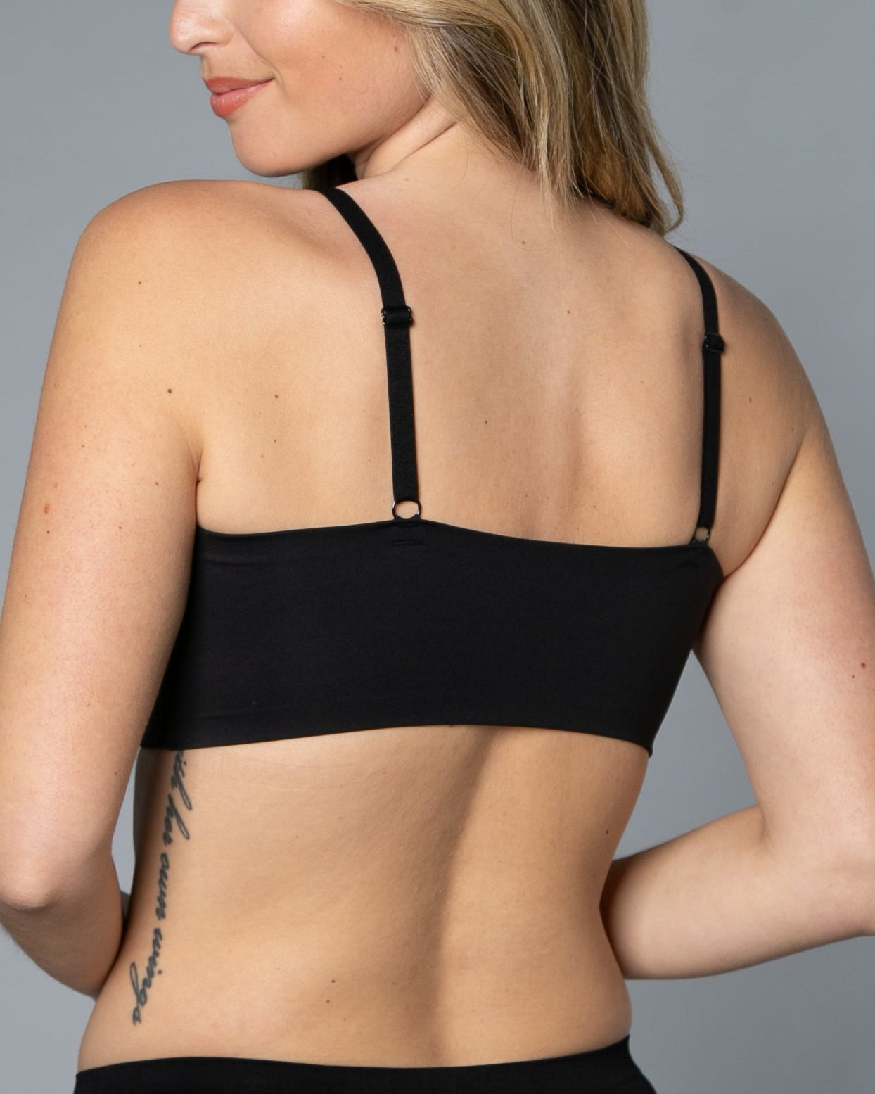 Black Gel Bra: No Back Closure by Rhonda Shear — alternate view, gel support bra with removable pads