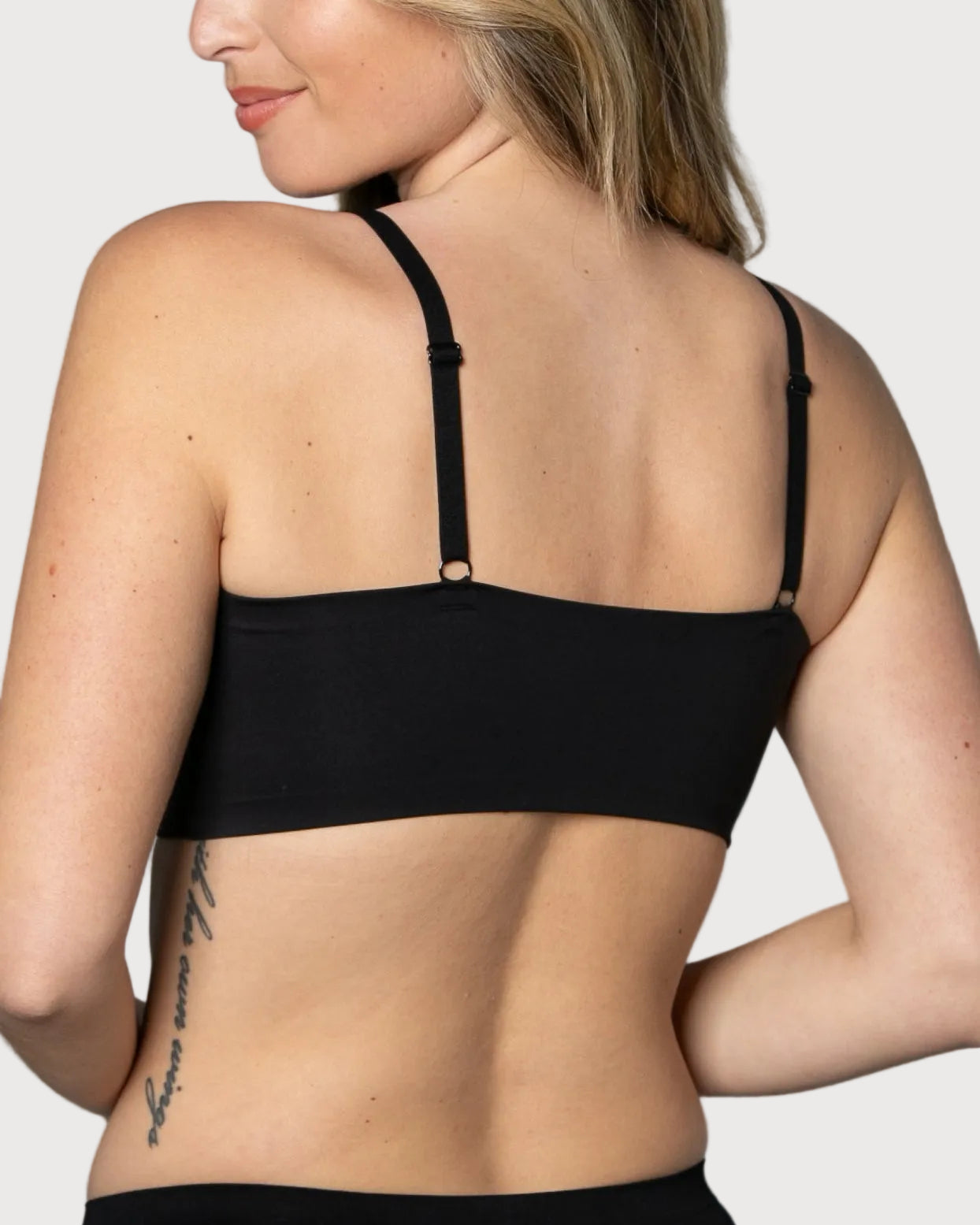 Black Gel Bra: No Back Closure by Rhonda Shear — alternate view, gel support bra with removable pads