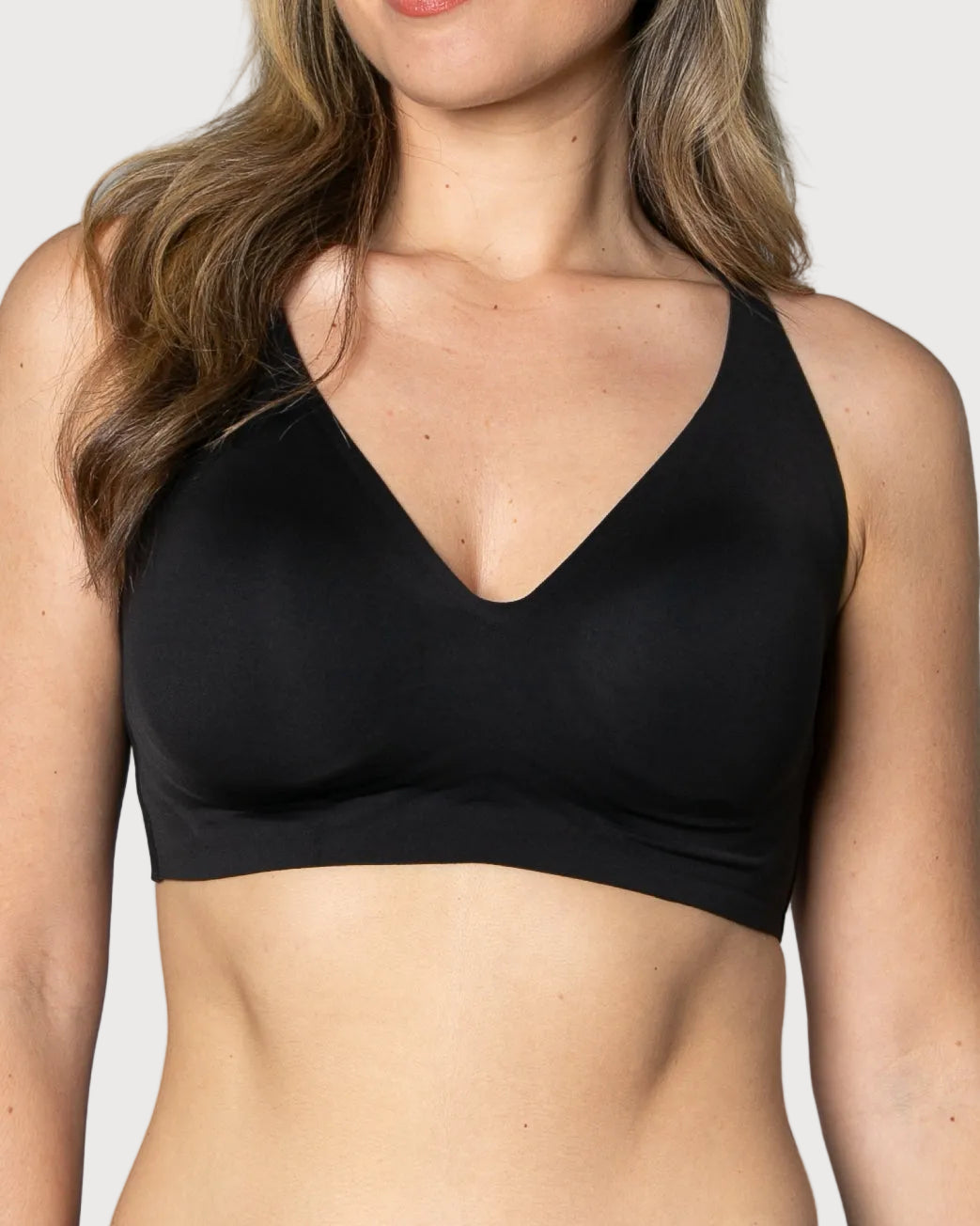 Black Gel Bra: No Back Closure by Rhonda Shear — alternate view, gel support bra with removable pads