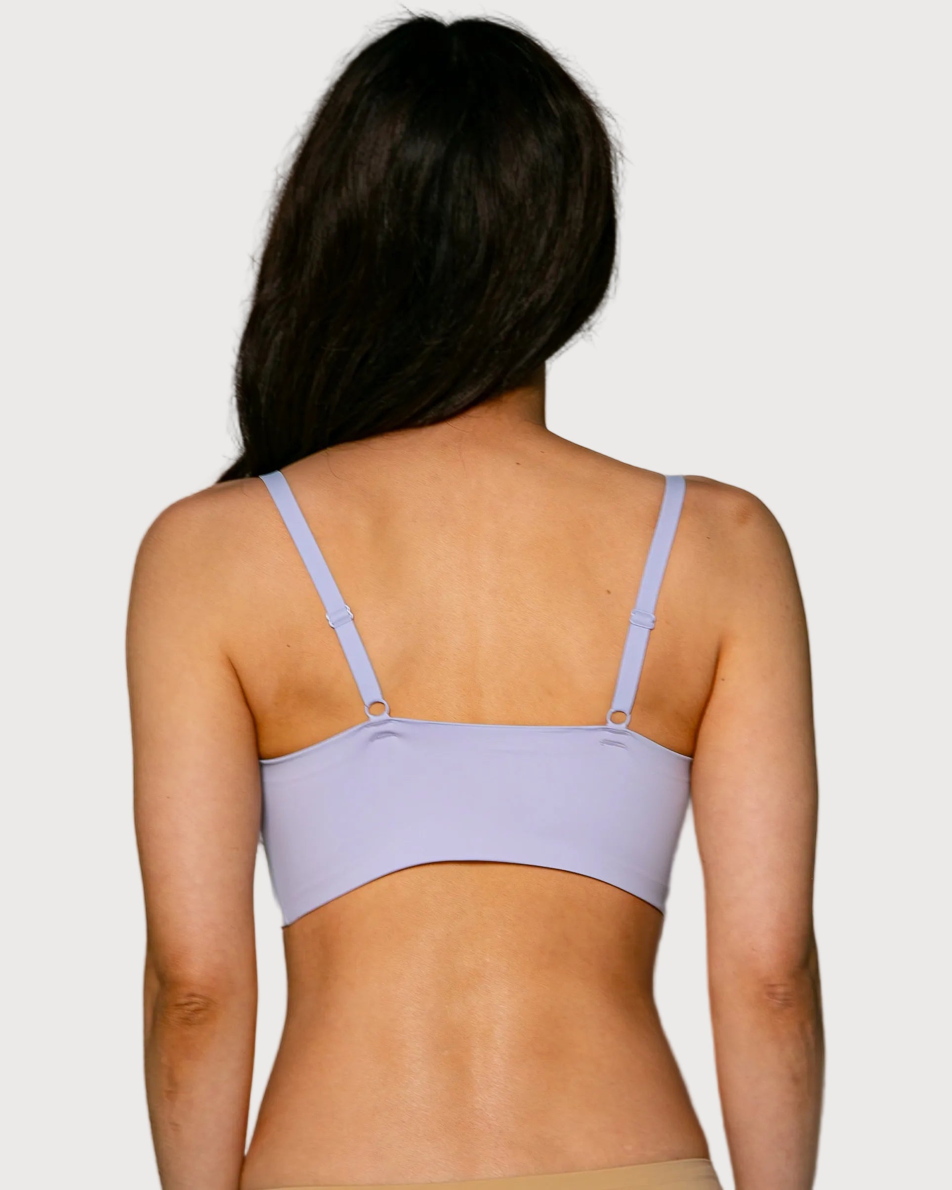 Lavender Gel Bra: No Back Closure by Rhonda Shear — alternate view, gel support bra with removable pads