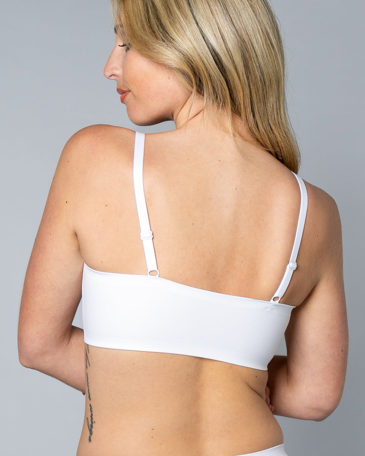 White Gel Bra: No Back Closure by Rhonda Shear — alternate view, gel support bra with removable pads