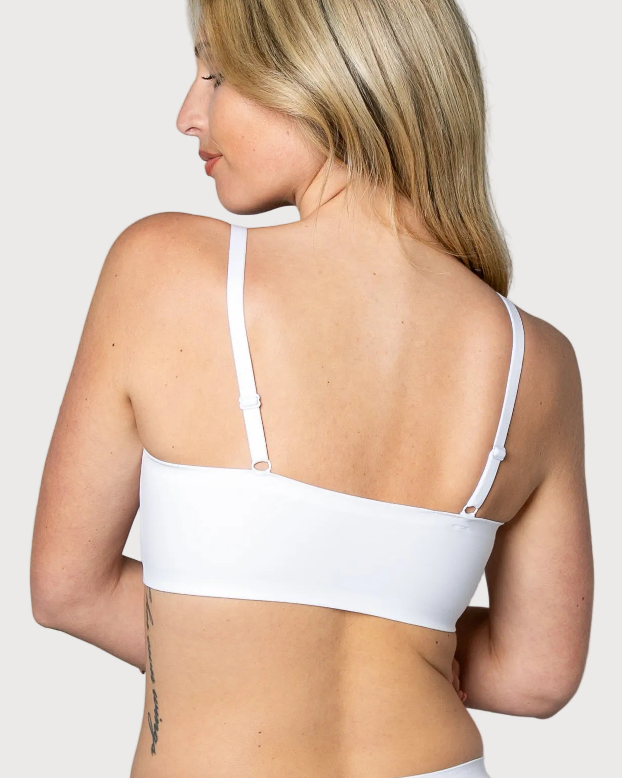 White Gel Bra: No Back Closure by Rhonda Shear — alternate view, gel support bra with removable pads
