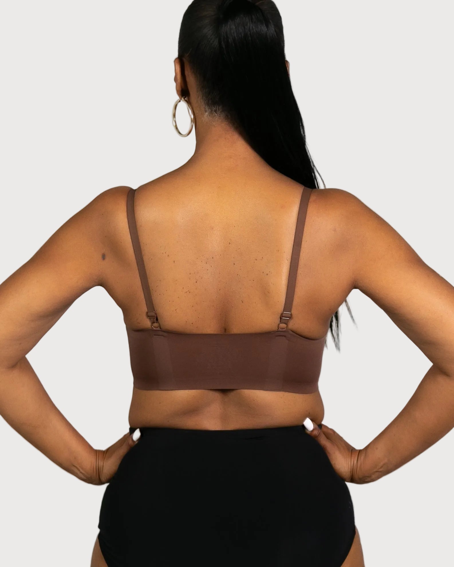 Espresso Perforated Gel Bra with Mesh Detail by Rhonda Shear — alternate view, gel support bra