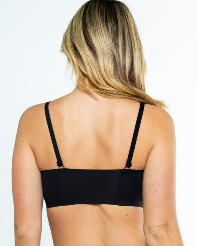 Black Perforated Gel Bra with Mesh Detail by Rhonda Shear — back view, gel support bra
