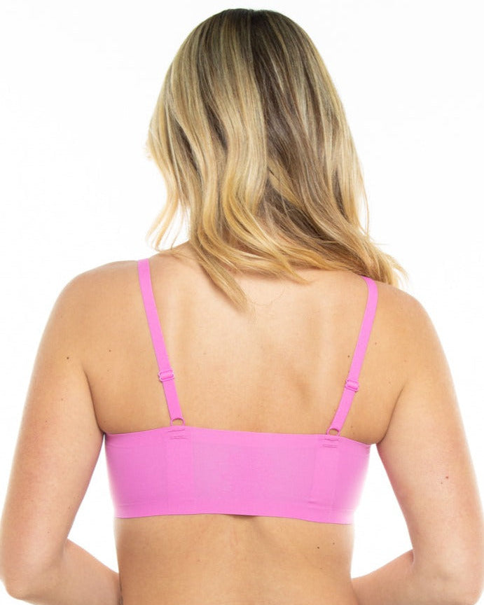 Magenta Perforated Gel Bra with Mesh Detail by Rhonda Shear — back view, gel support bra