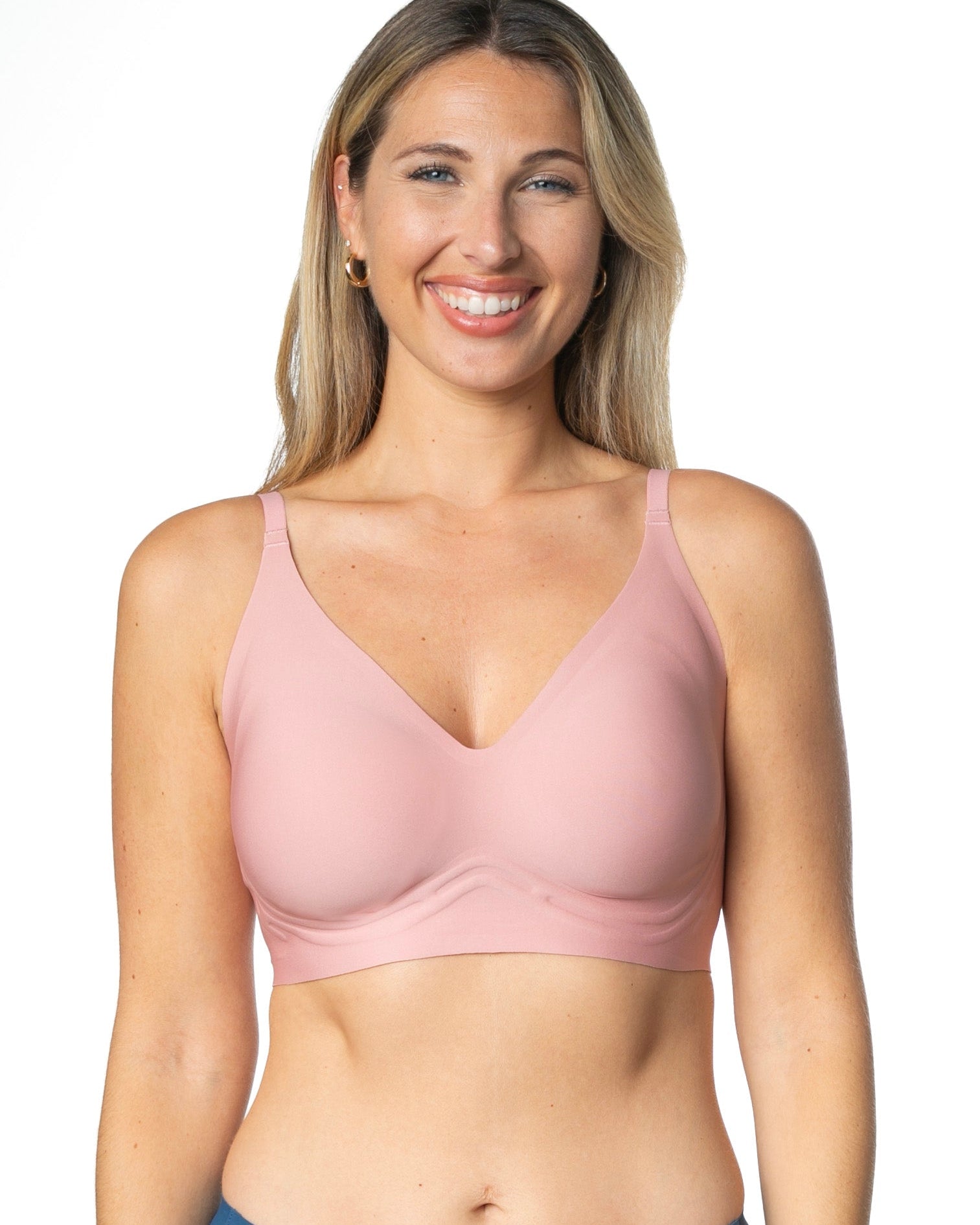 Light Rose Back Closure Invisible Edge Bra by Rhonda Shear — front view, wire-free bra