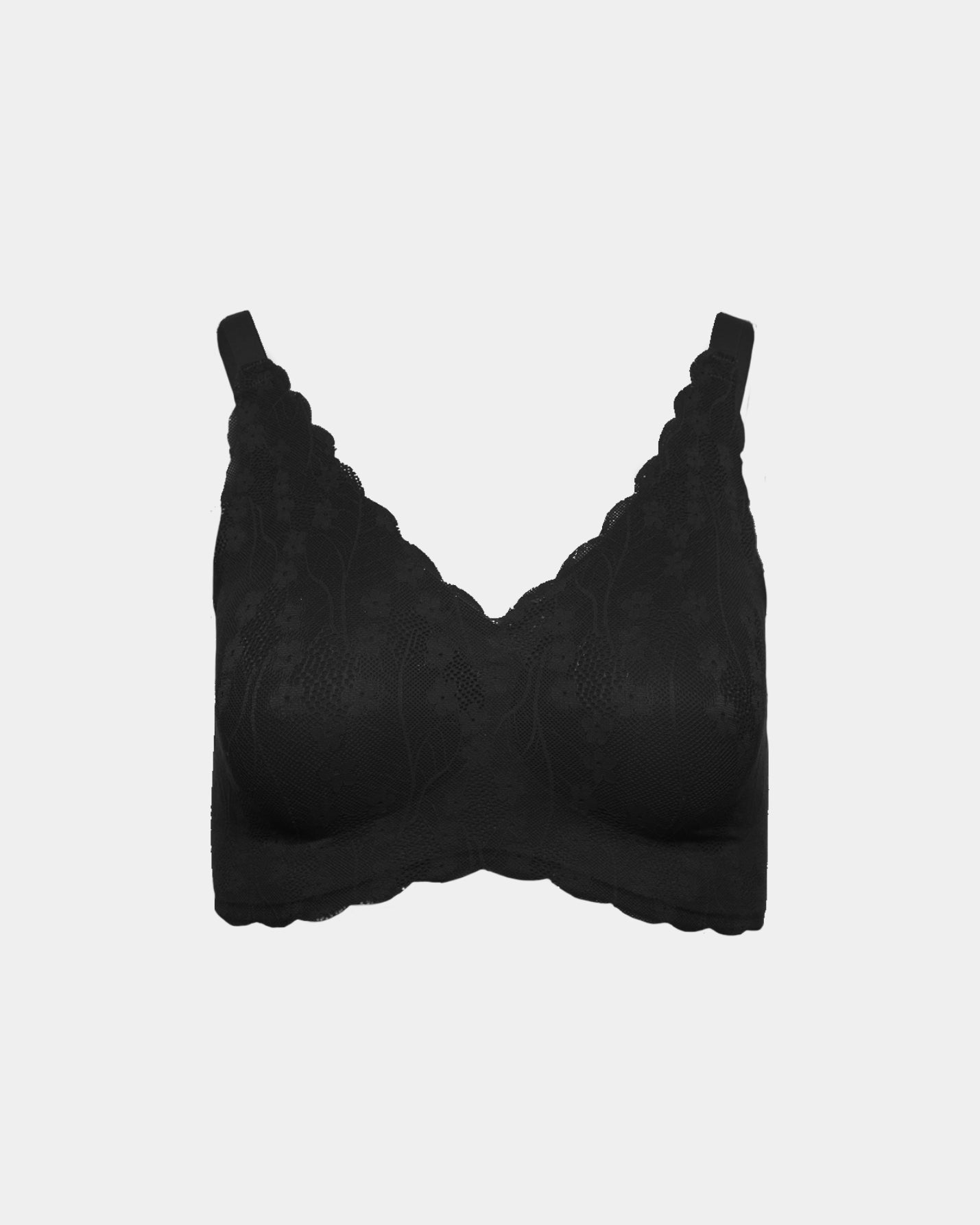 Style-2033-INVISIBLE EDGE SHEAR SCULPT WITH LACE OVERLAY BRA-Black-Front