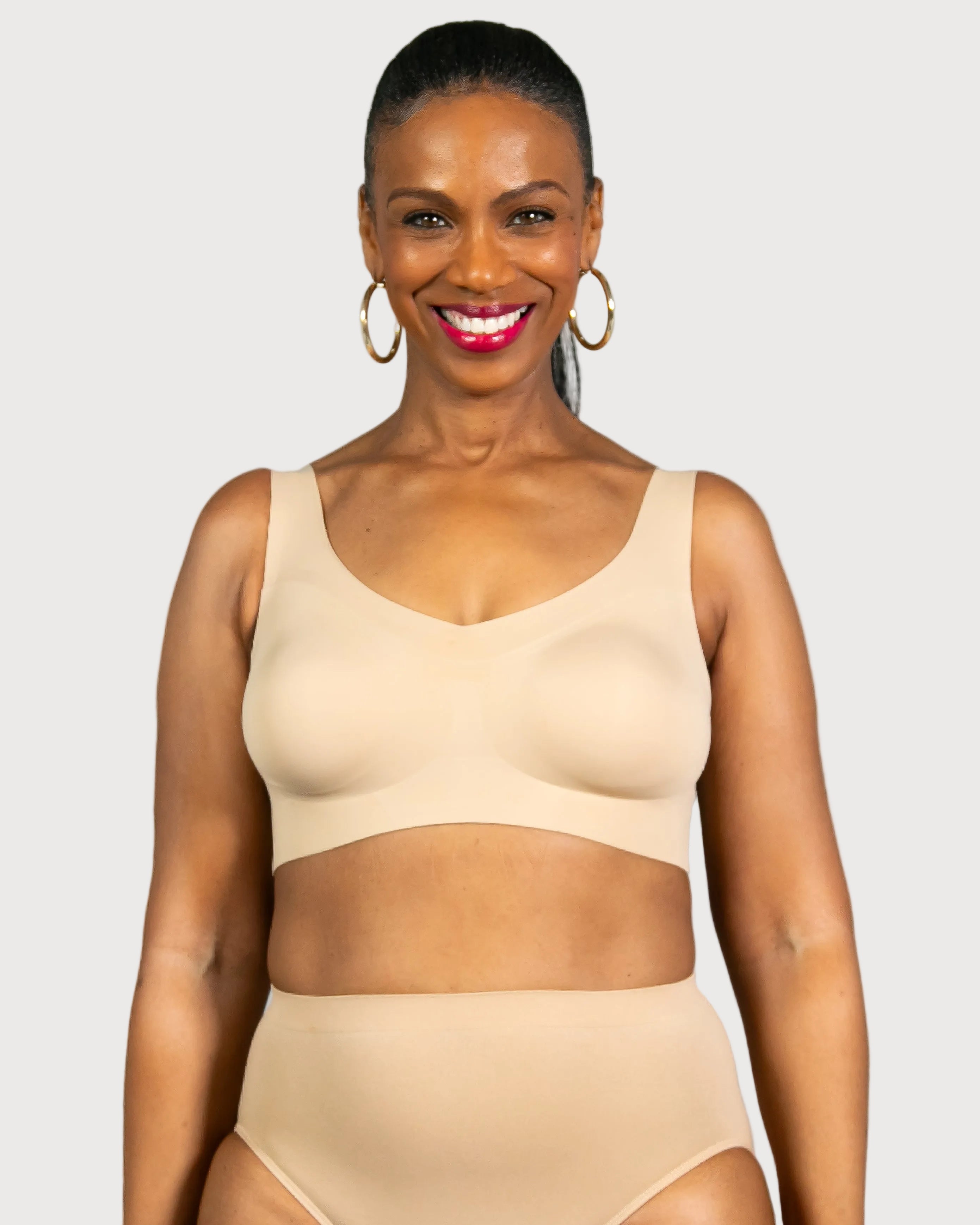 Beige Invisible Edge Gel Sweetheart Bra by Rhonda Shear — alternate view, gel support bra
