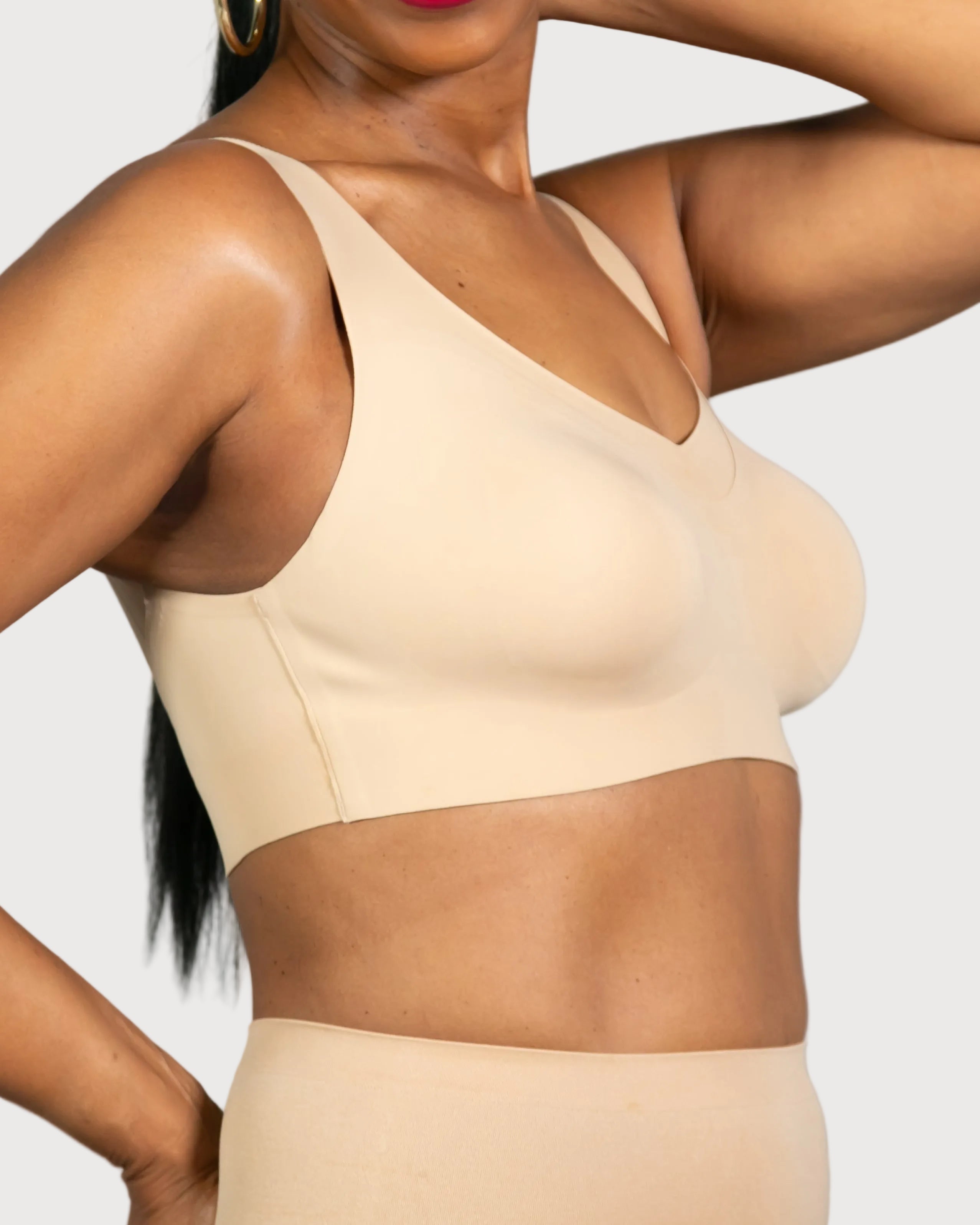 Beige Invisible Edge Gel Sweetheart Bra by Rhonda Shear — gel support bra with sweetheart neckline
