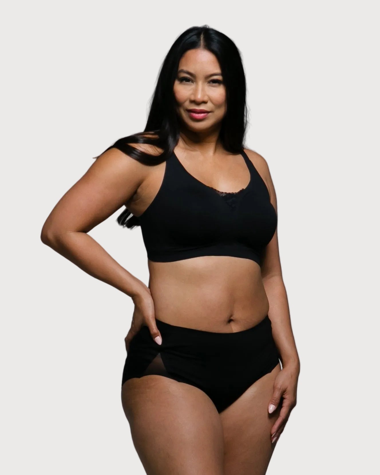 Black Invisible Edge Gel Bra with Lace Inset by Rhonda Shear — seamless gel bra
