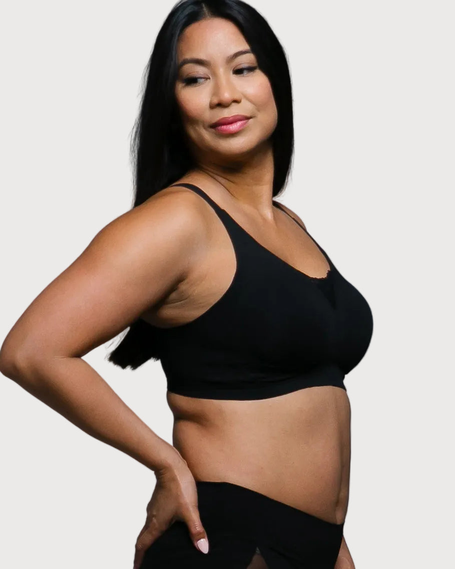 Black Invisible Edge Gel Bra with Lace Inset by Rhonda Shear — alternate view, seamless gel bra