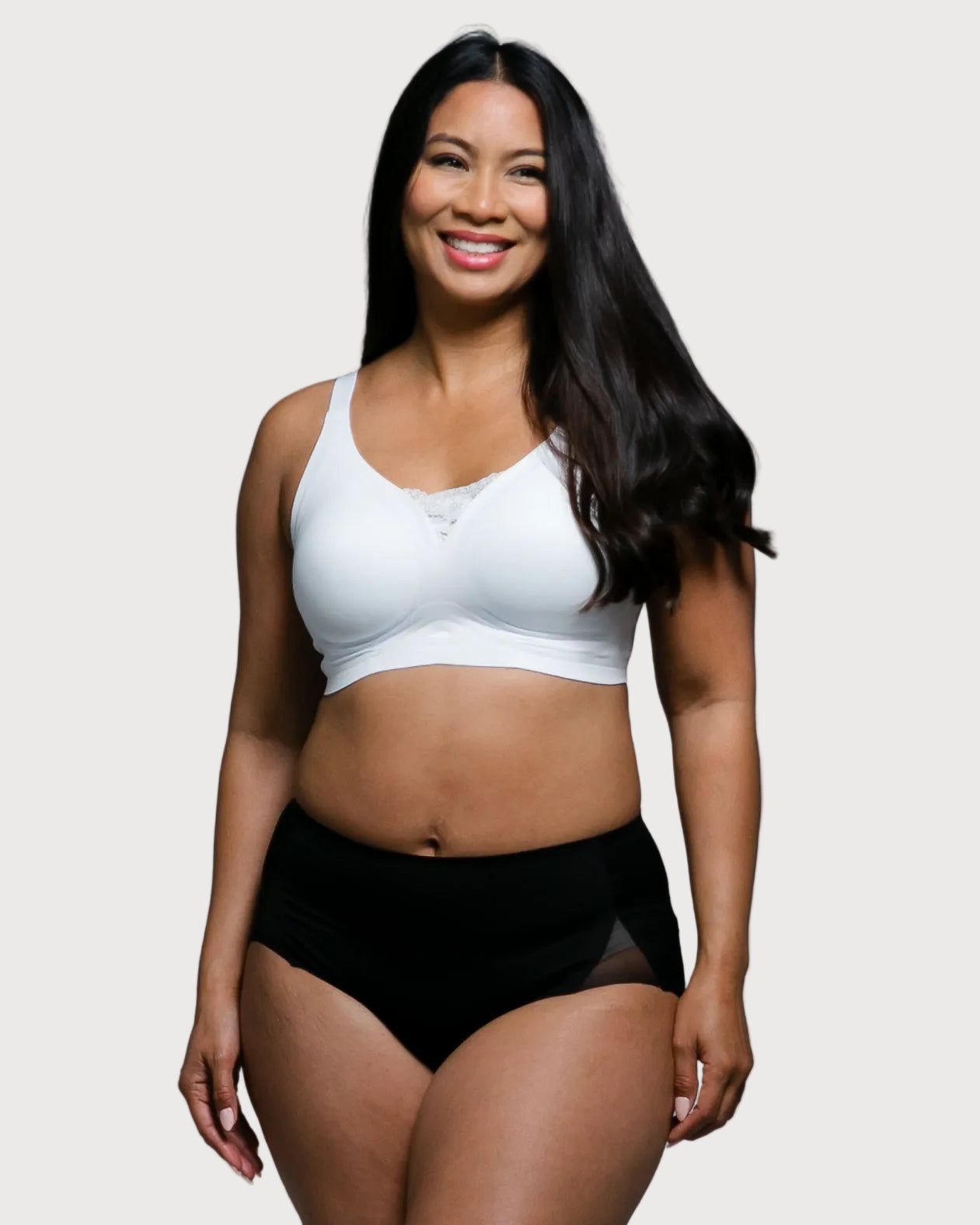 White Invisible Edge Gel Bra with Lace Inset by Rhonda Shear — seamless gel bra