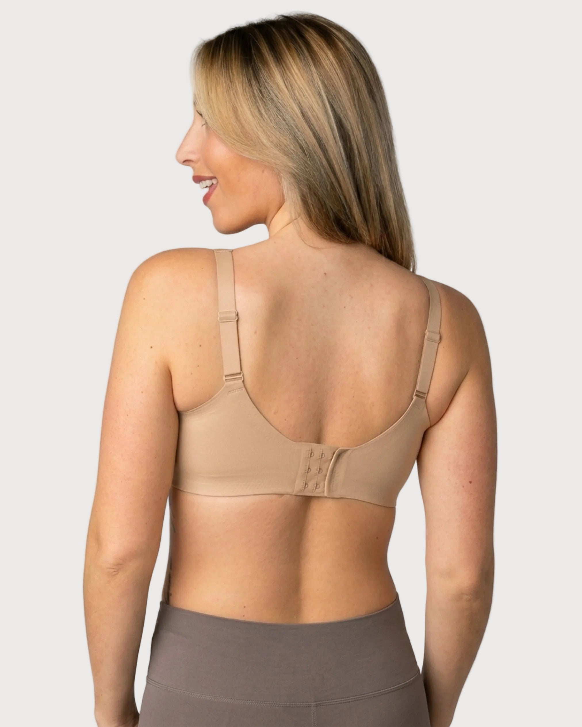 Beige Invisible Edge Deep Plunge Bra by Rhonda Shear — alternate view, lace V-neck plunge bra