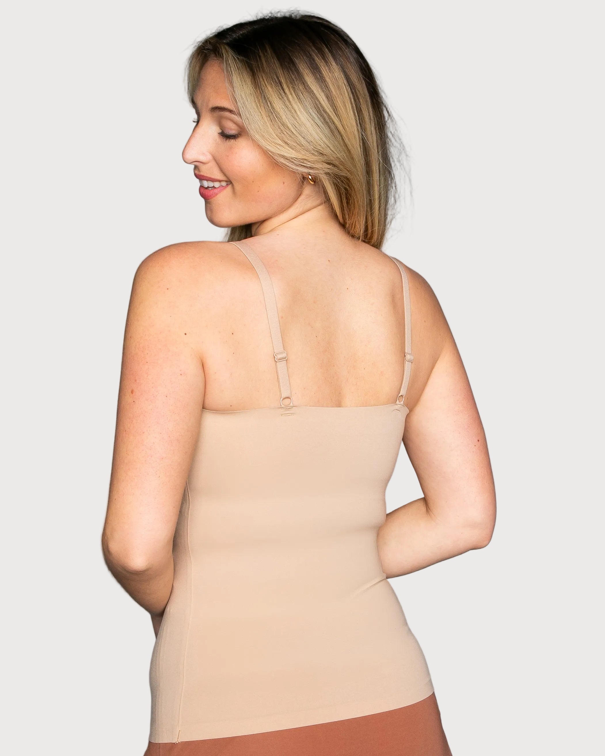 Beige Invisible Edge Tank with Gel Support by Rhonda Shear — alternate view, gel support tank