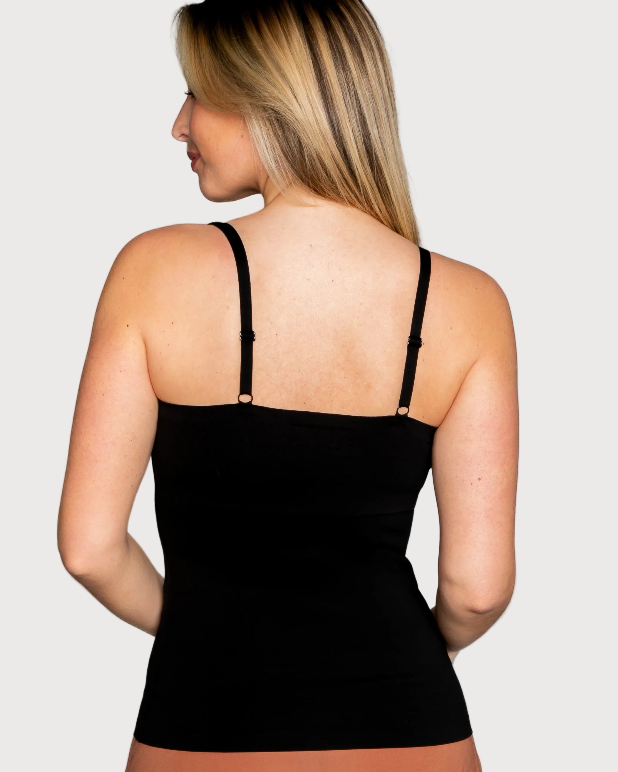 Black Invisible Edge Tank with Gel Support by Rhonda Shear — alternate view, gel support tank