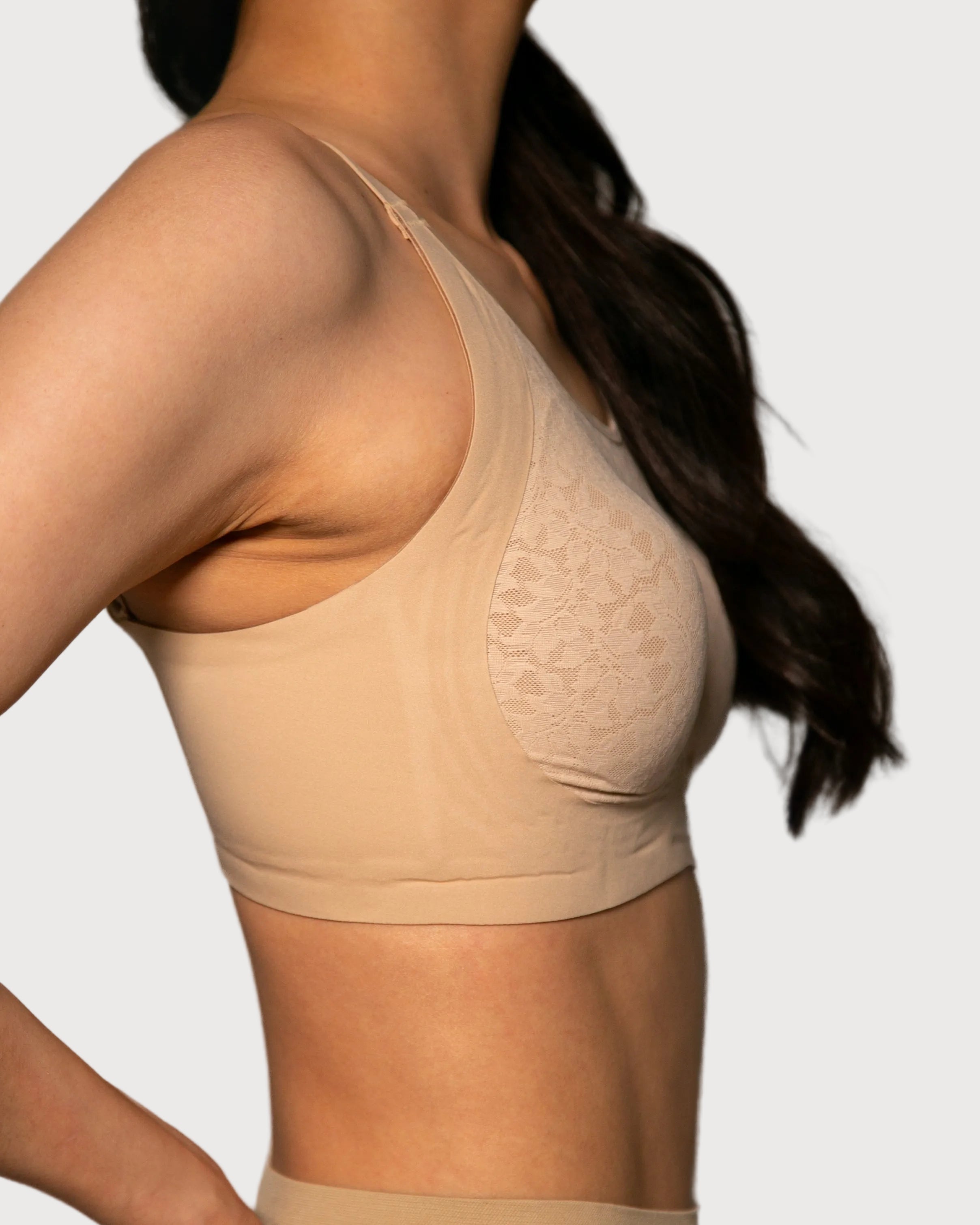 Beige Gel Bra with Lace All Over by Rhonda Shear — alternate view, gel support bra