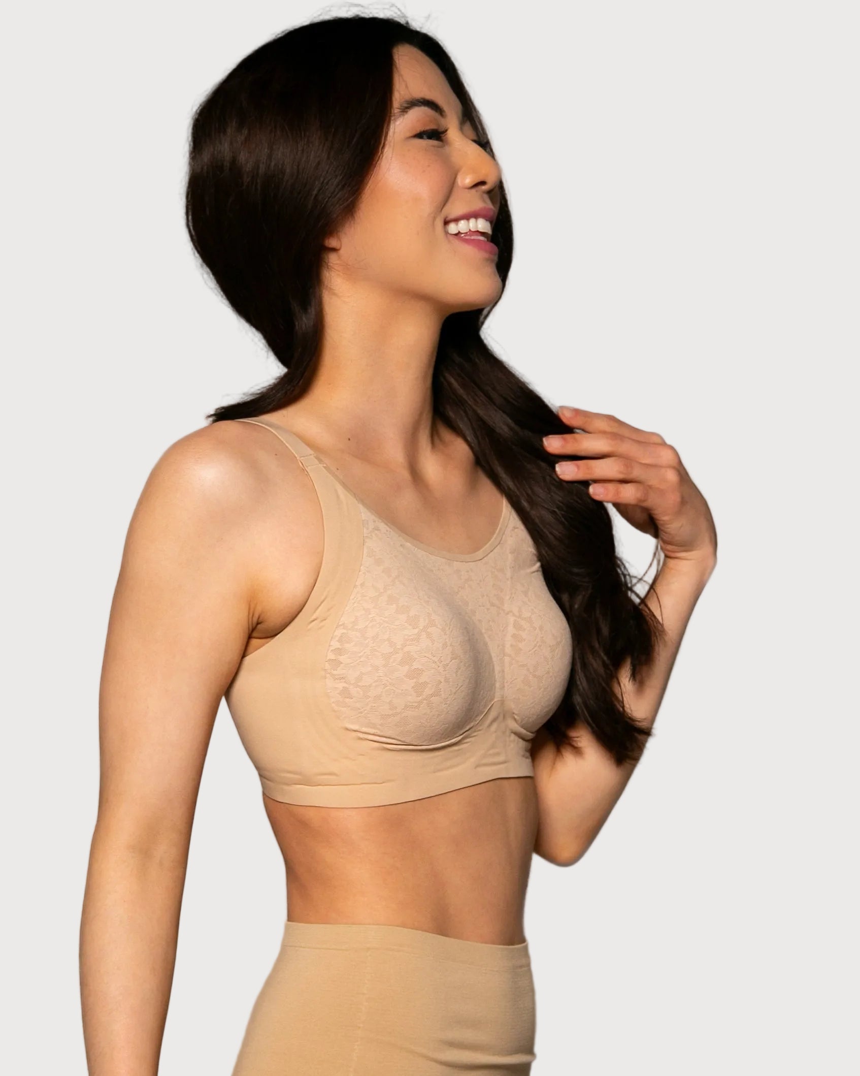 Beige Gel Bra with Lace All Over by Rhonda Shear — gel support bra