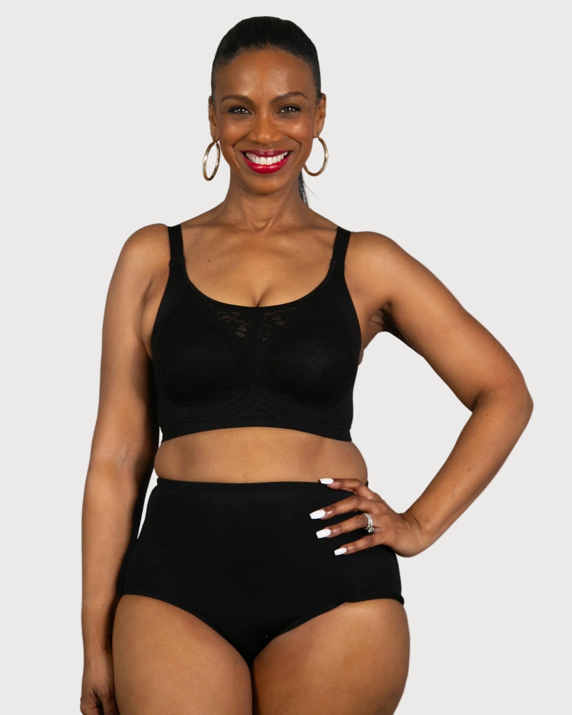 Black Gel Bra with Lace All Over by Rhonda Shear — gel support bra