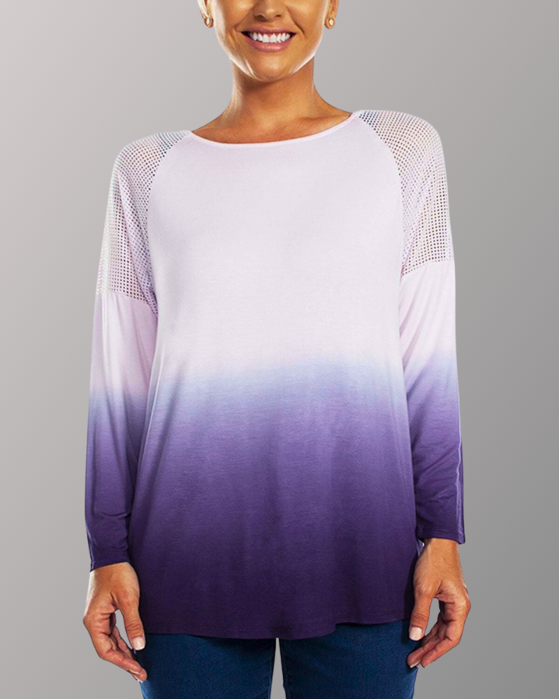 Ombre Mesh Long Sleeve Top