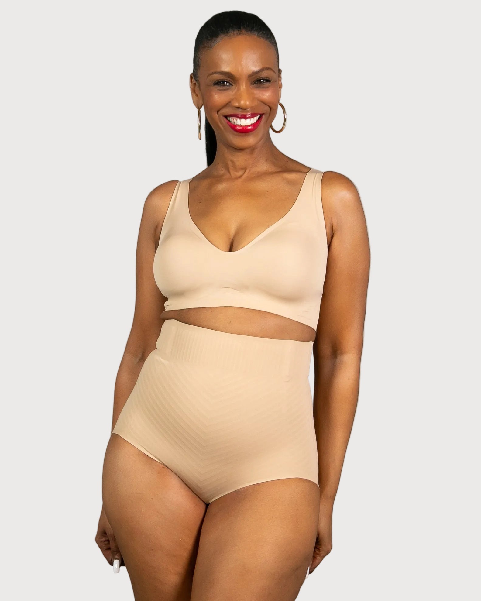 Light Beige Gel Smoothing Control High Waisted Brief by Rhonda Shear — alternate view, shapewear brief