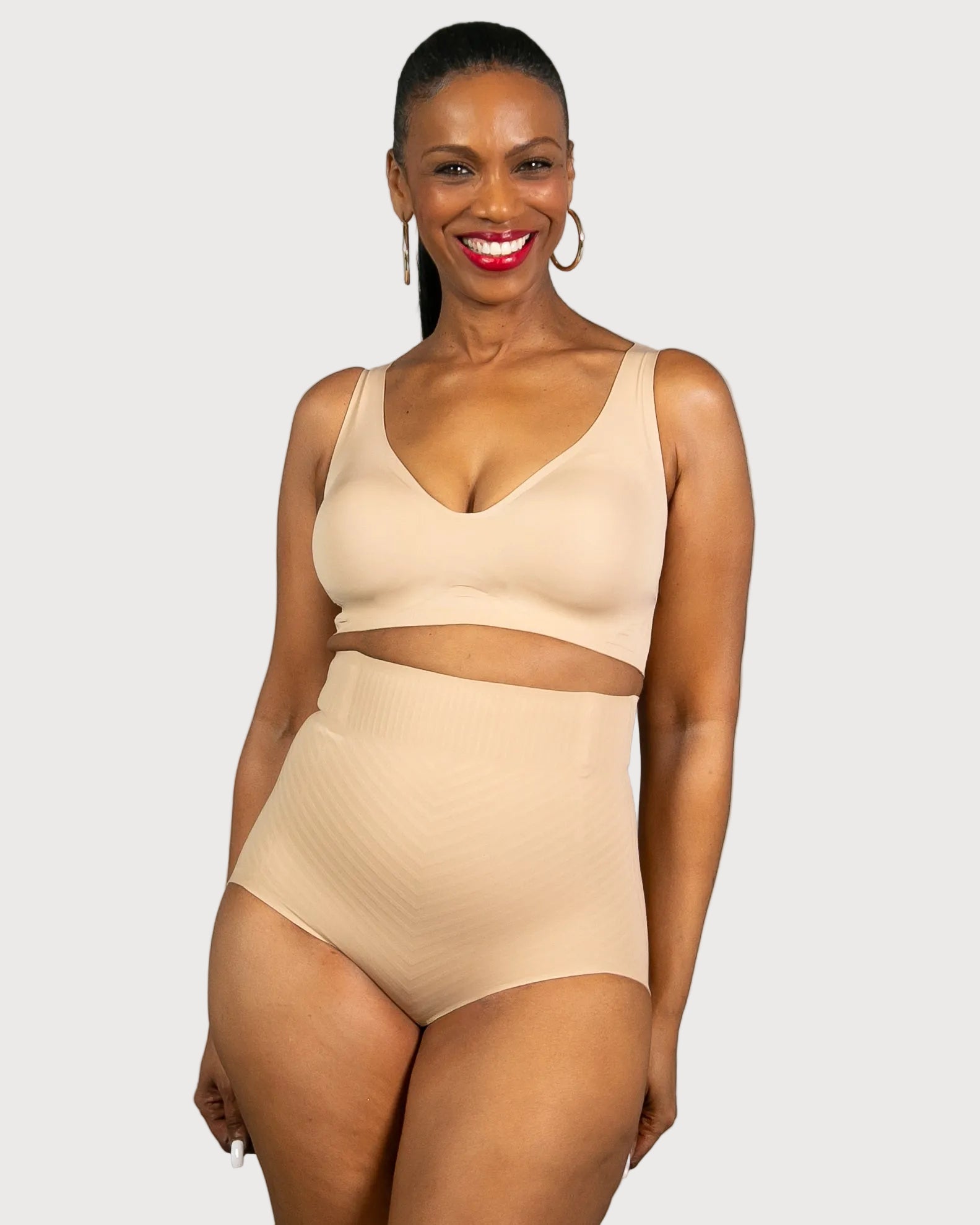 Light Beige Gel Smoothing Control High Waisted Brief by Rhonda Shear — alternate view, shapewear brief