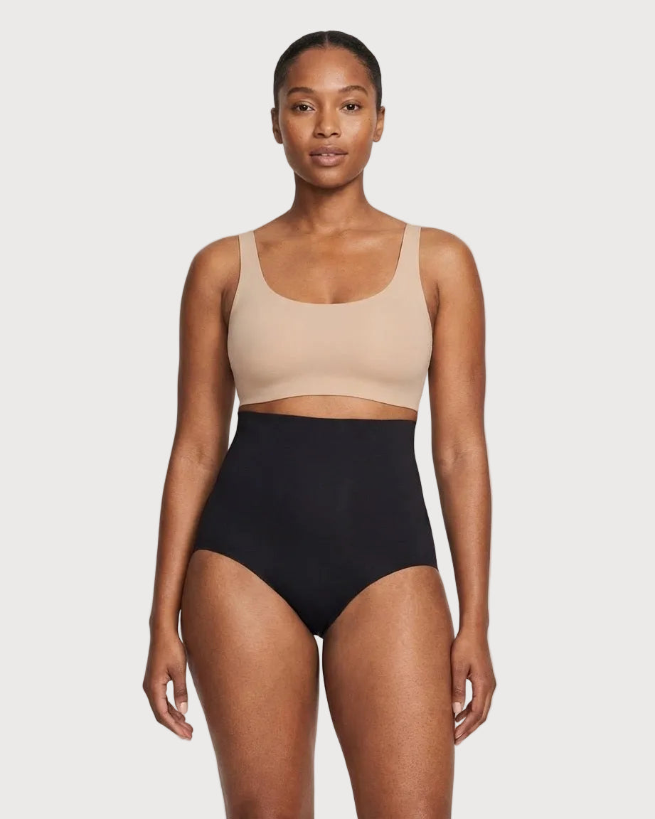 Black Power Gel Shaping Brief by Rhonda Shear — front view, shapewear brief