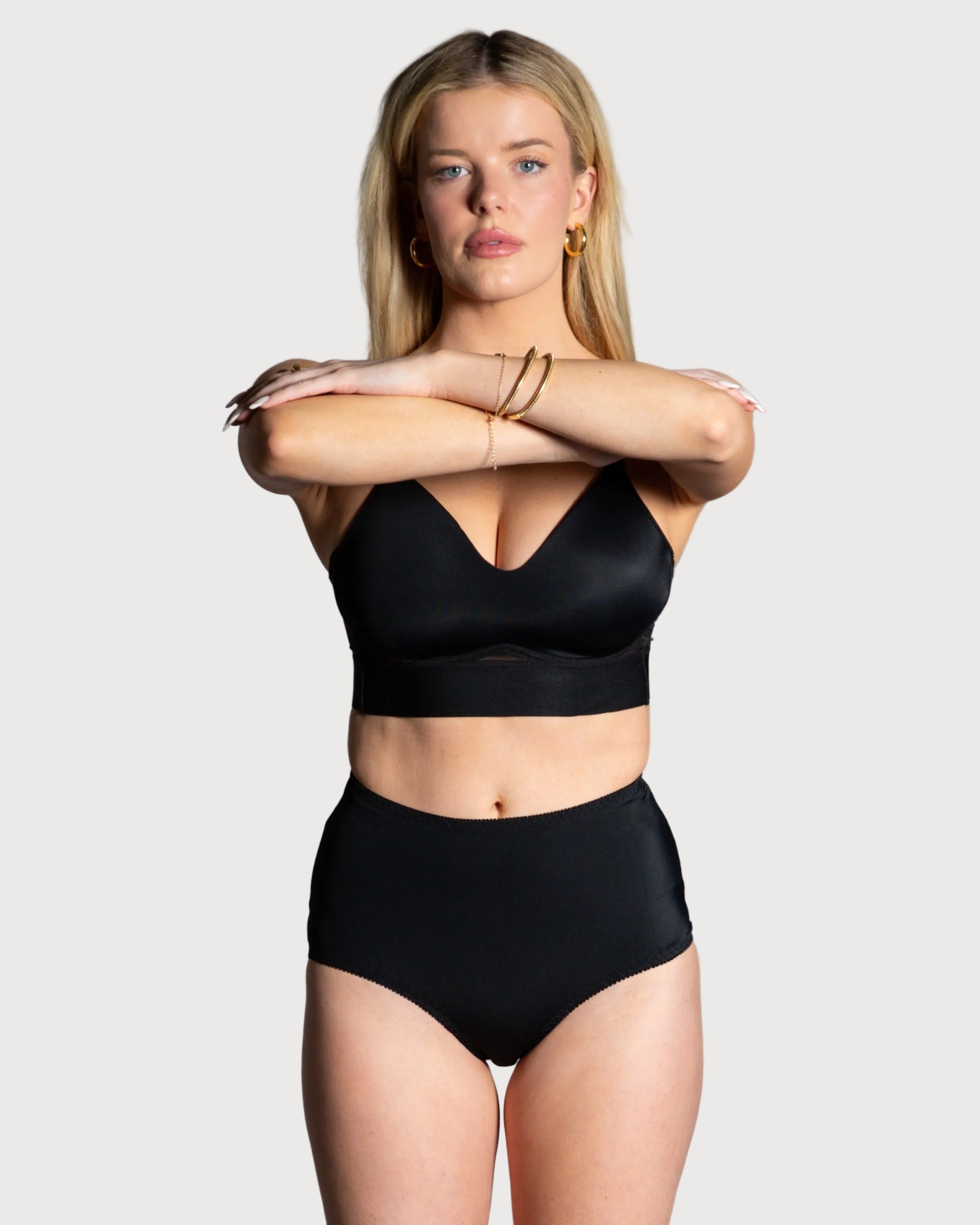 Style 4113-Full Coverage Brief Panty - Front Black