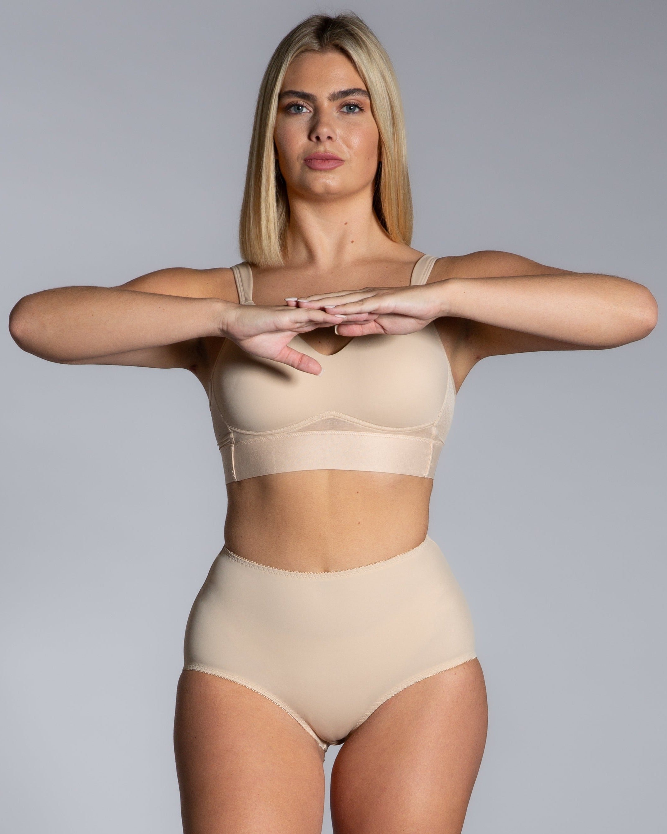 Style 4113-Full Coverage Brief Panty - Beige Front