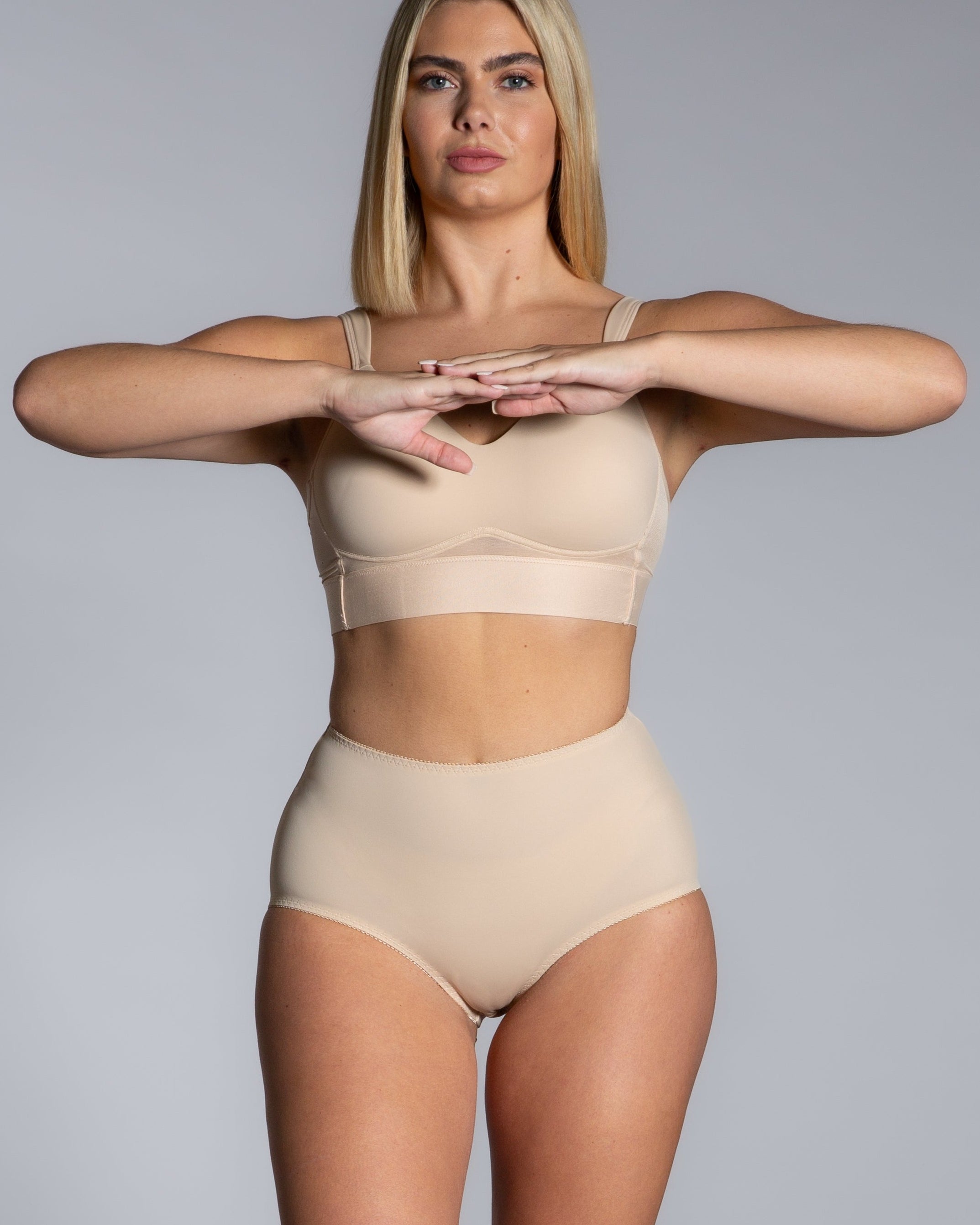 Style 4113-Full Coverage Brief Panty - Beige Front