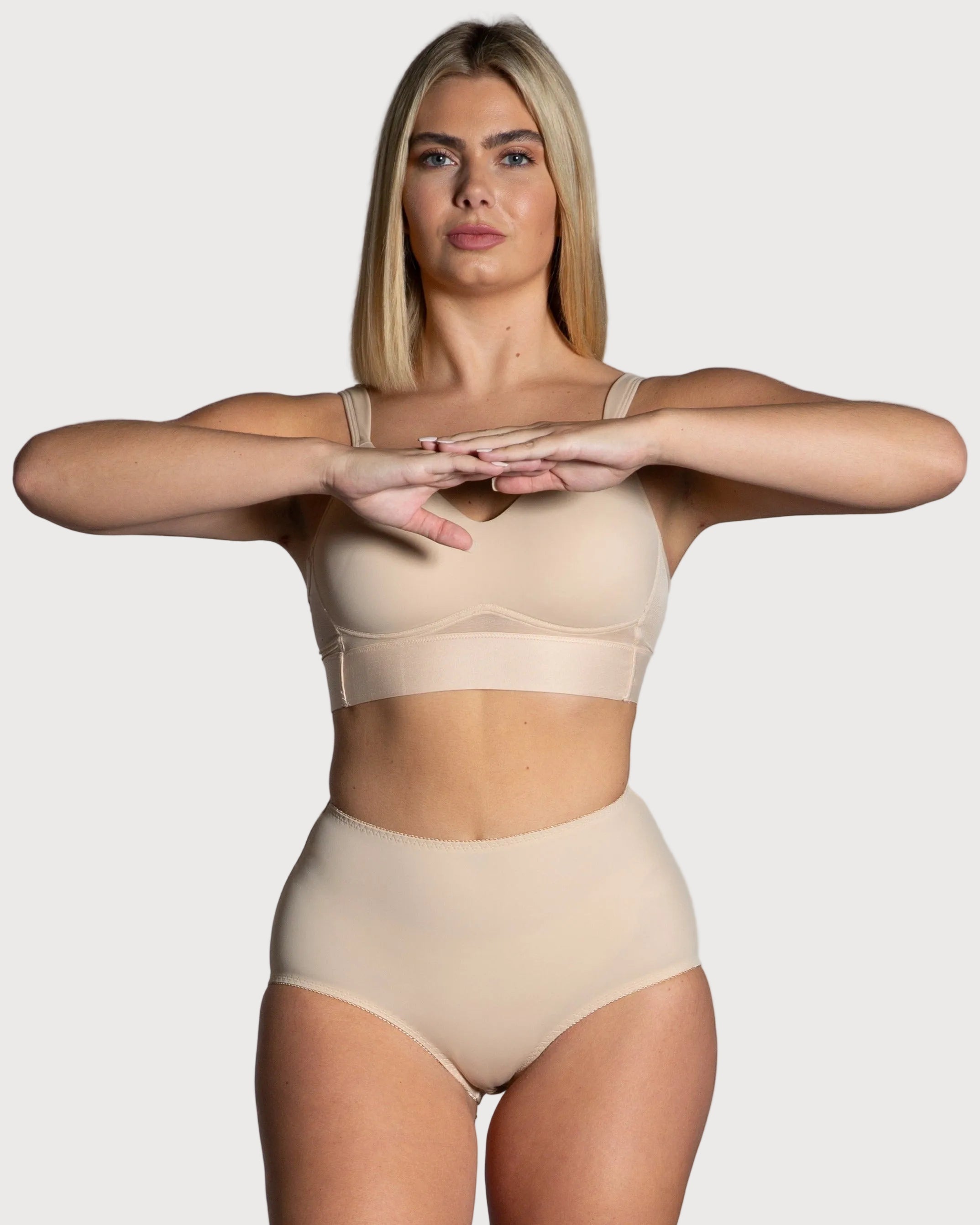 Style 4113-Full Coverage Brief Panty - Beige Front