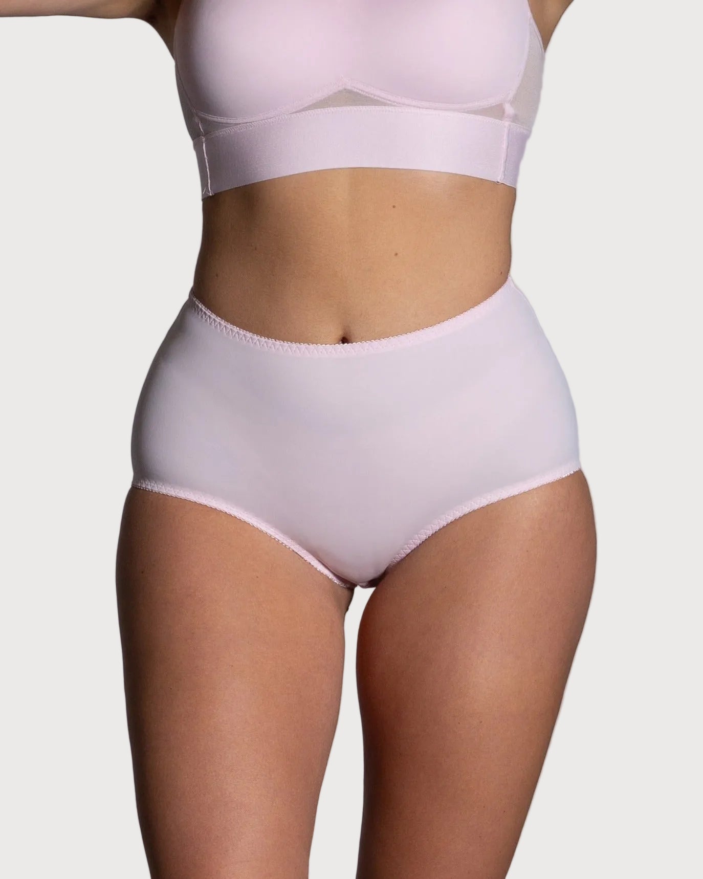 Style 4113-Full Coverage Brief Panty - Front Pink