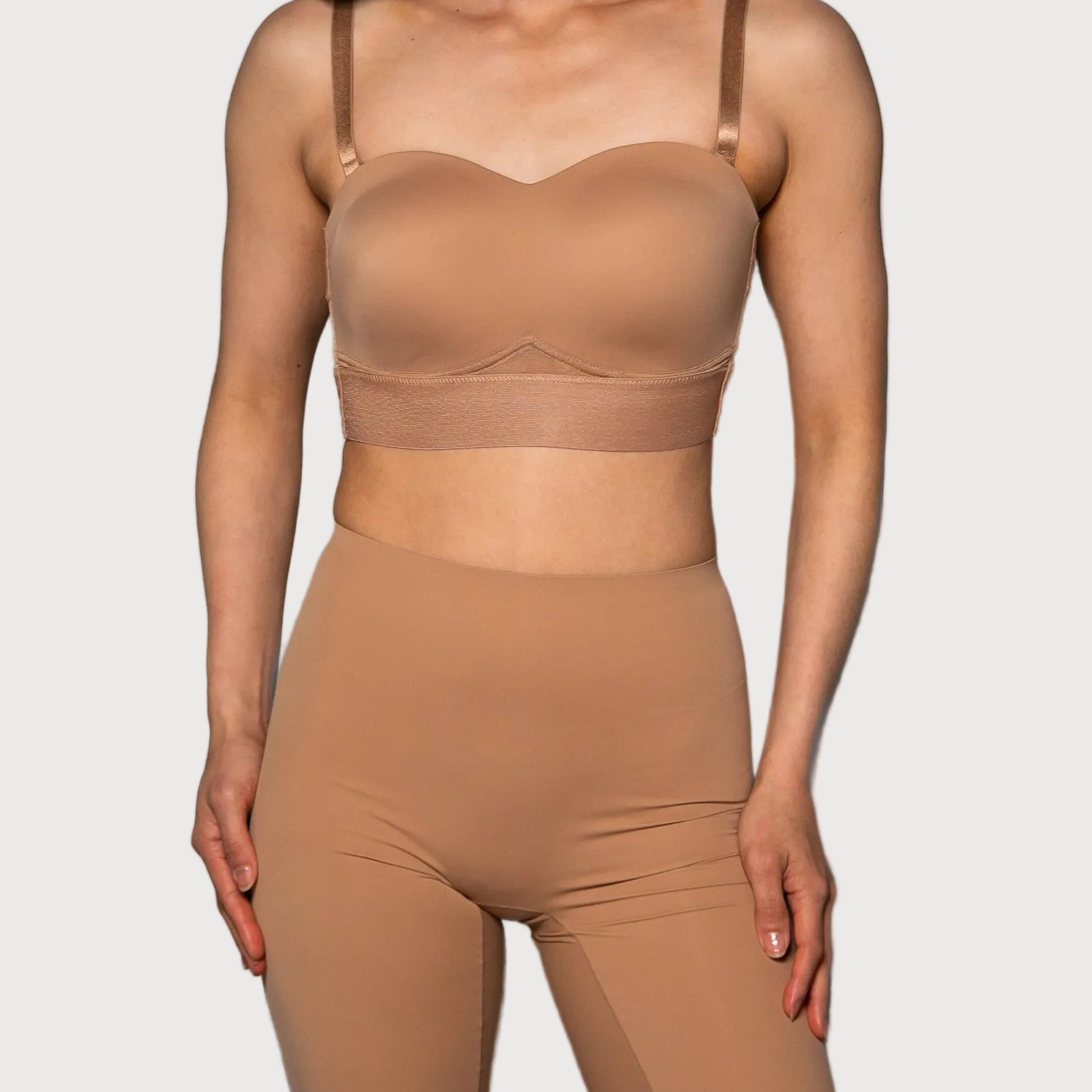 Sienna Stretch Butterknit Longline Short by Rhonda Shear — high-waist anti-chafing biker short, front view