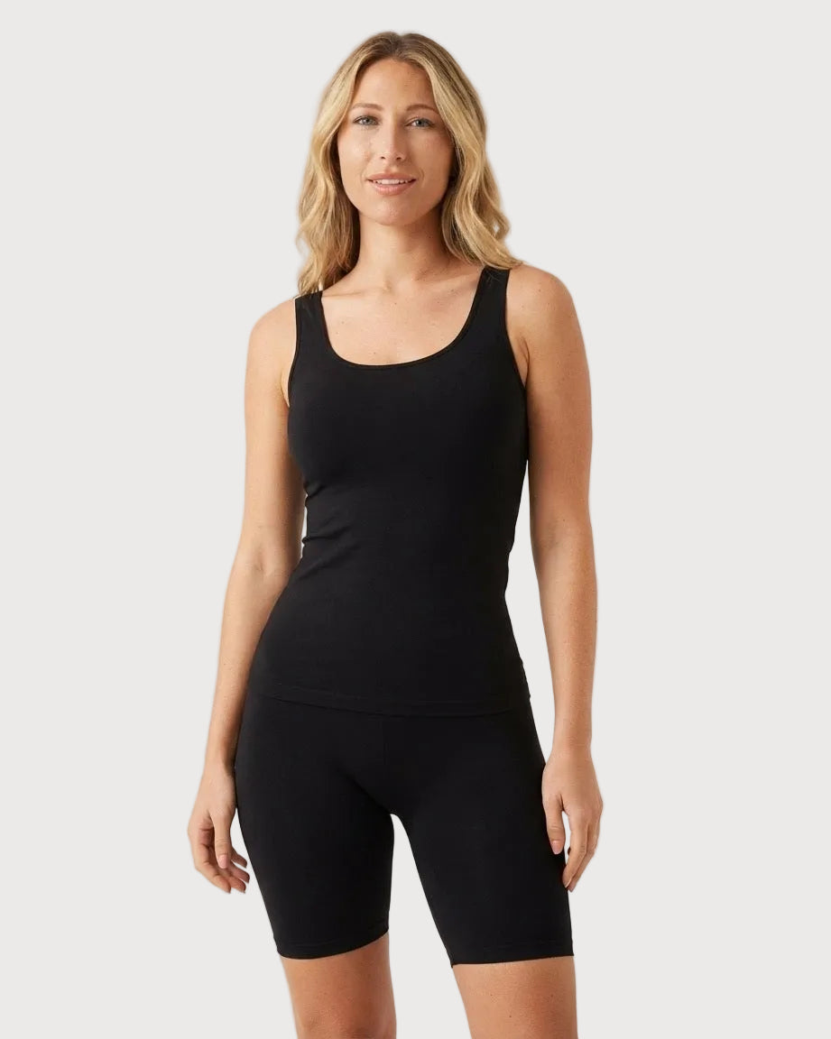 2-Pack Seamless Cotton Ahh Tank by Rhonda Shear — cotton-blend tank with built-in support