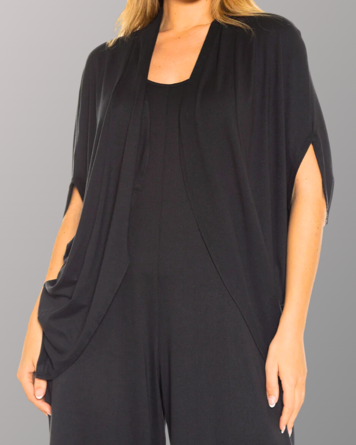 Cocoon Cardigan Front Black - 8517