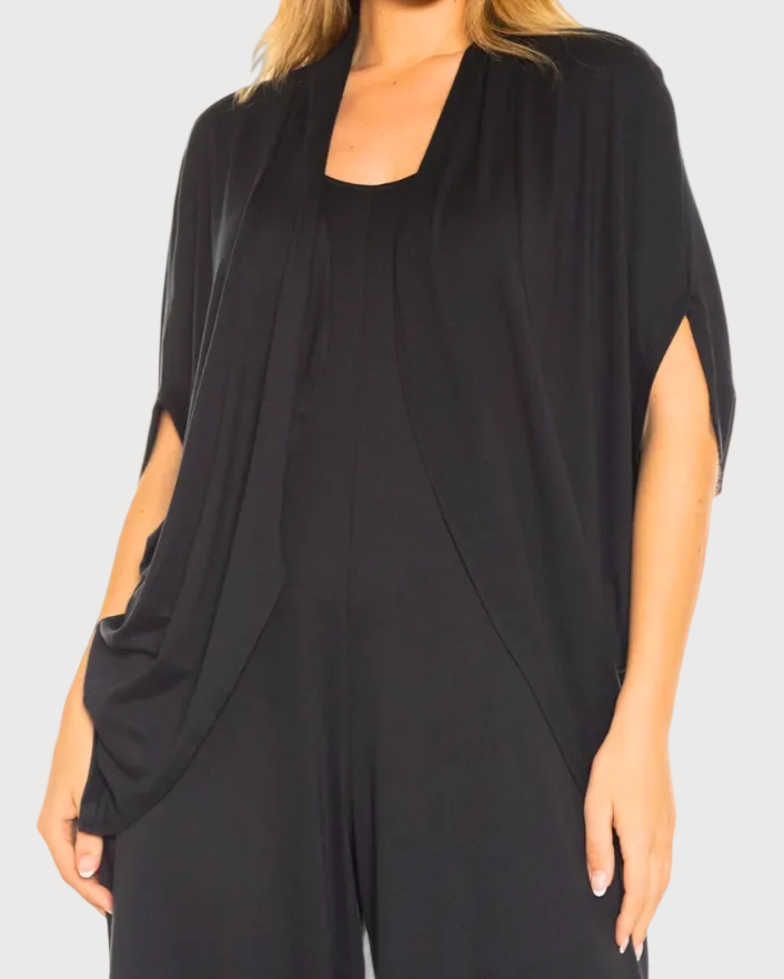 Cocoon Cardigan Front Black - 8517