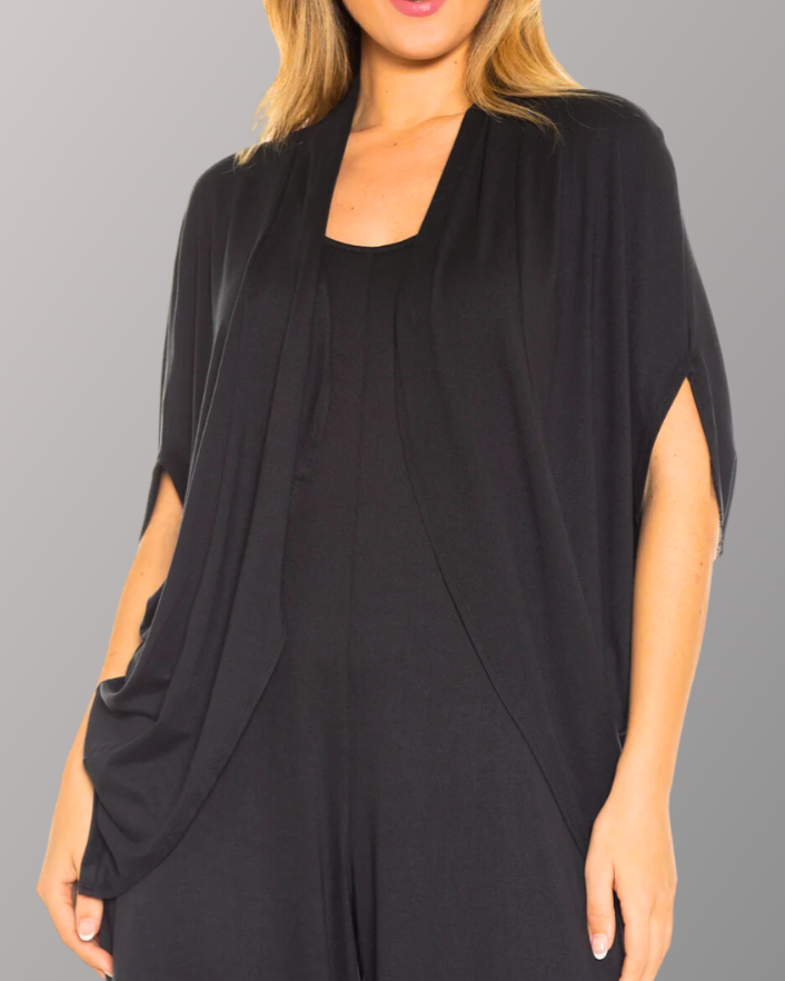 Cocoon Cardigan Front Black - 8517