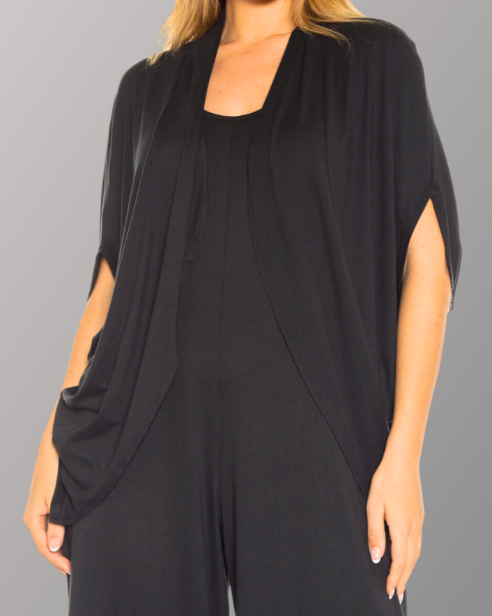 Cocoon Cardigan Front Black - 8517