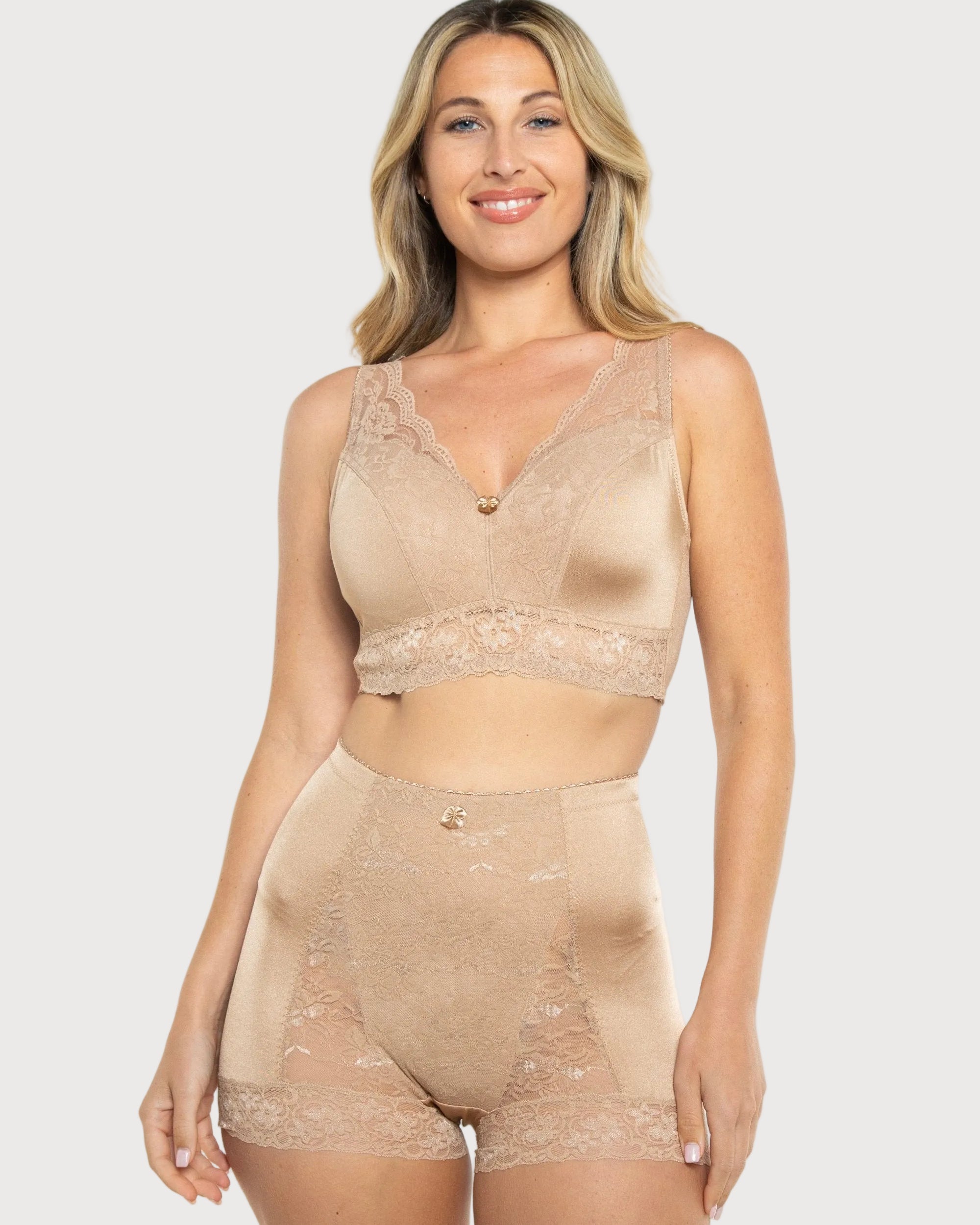 Pin-Up Girl Lace Leisure Bra w/Pads Beige front 672P