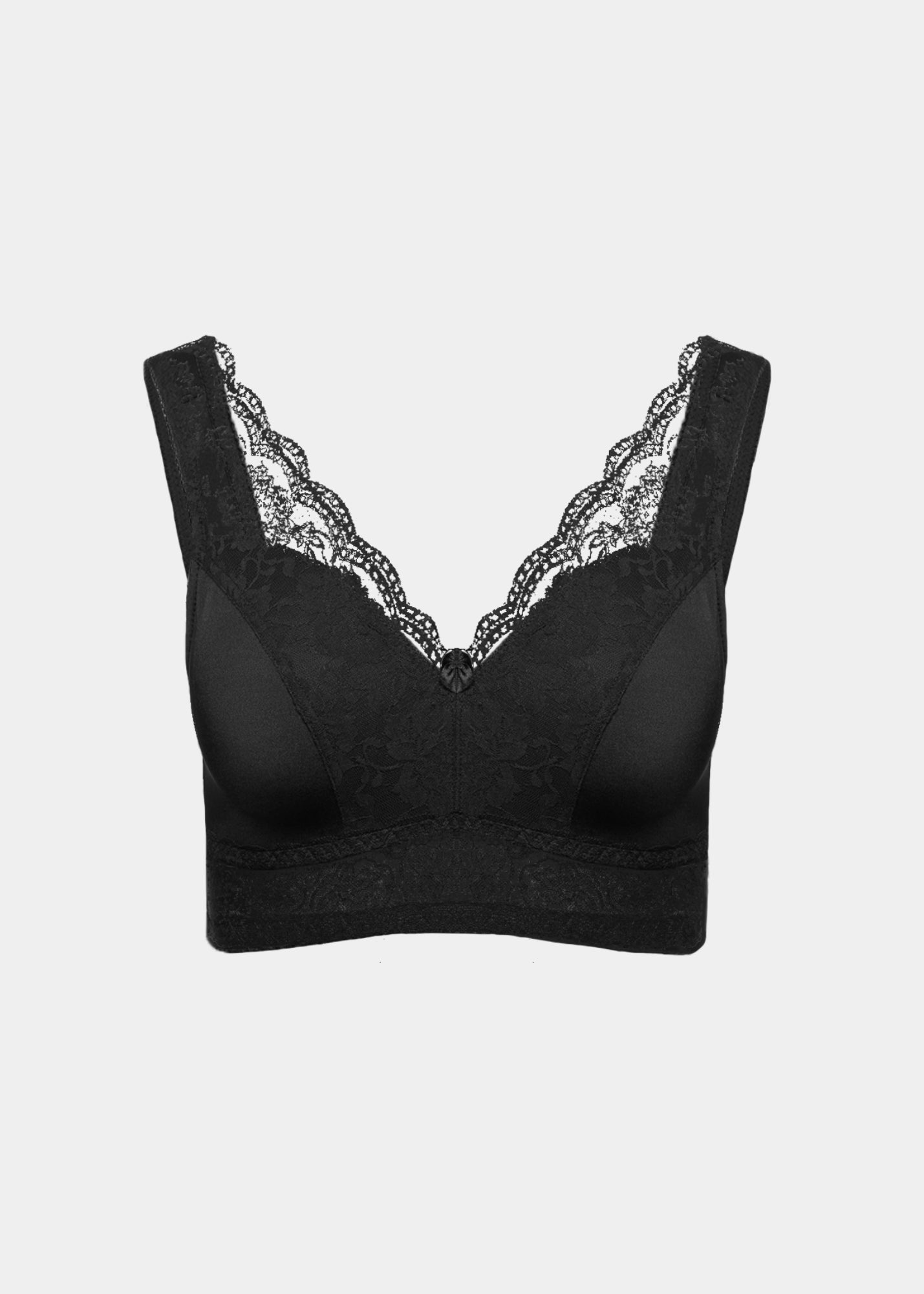 Pin-Up Girl Lace Leisure Bra w/Pads - Black Ghost mannequin front