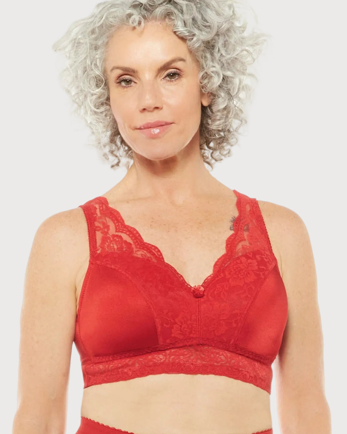 Pin-Up Girl Lace Leisure Bra w/Pads : Rhonda_Shear_20 - Cherry Red front