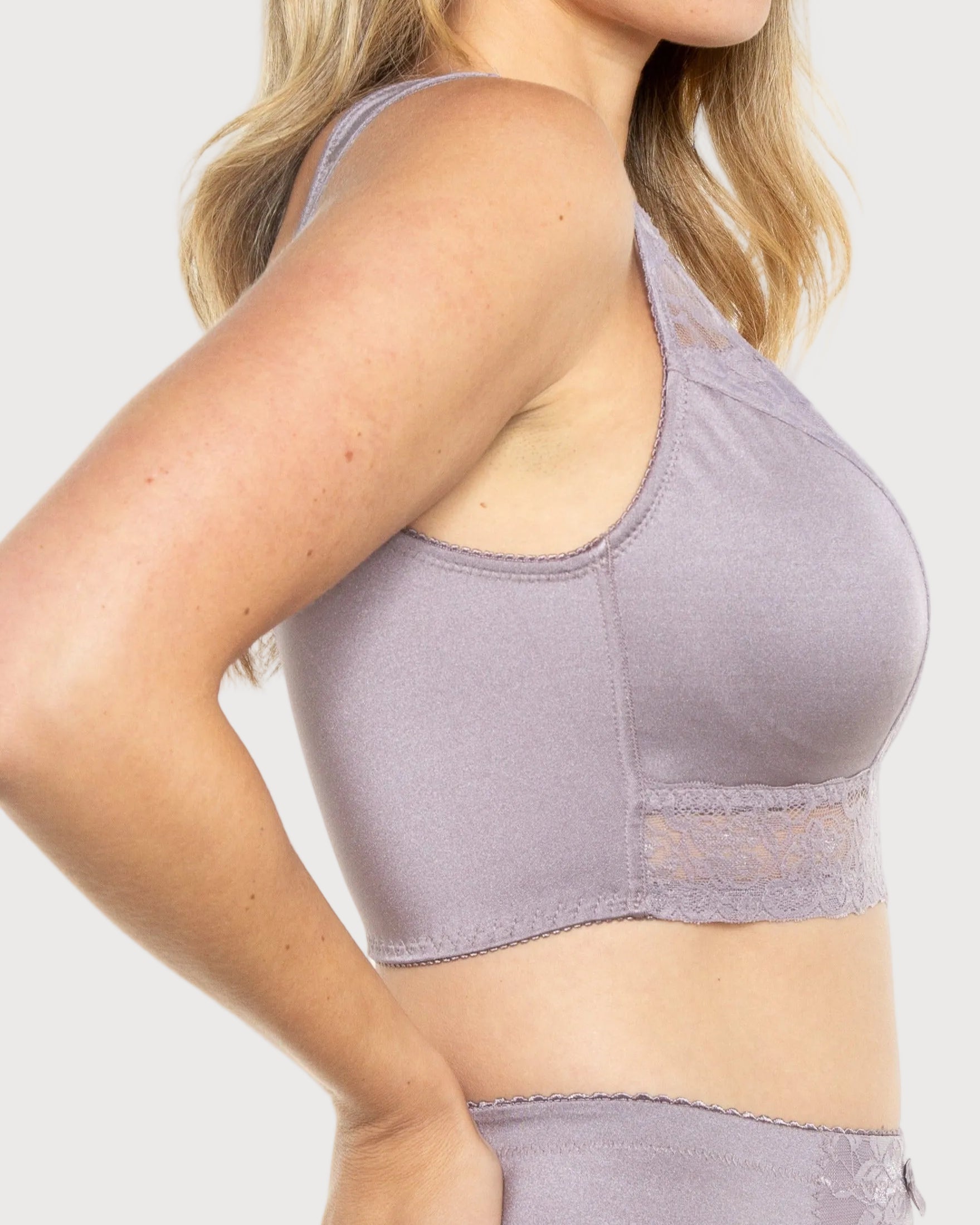Pin-Up Girl Lace Leisure Bra w/Pads purple grey side